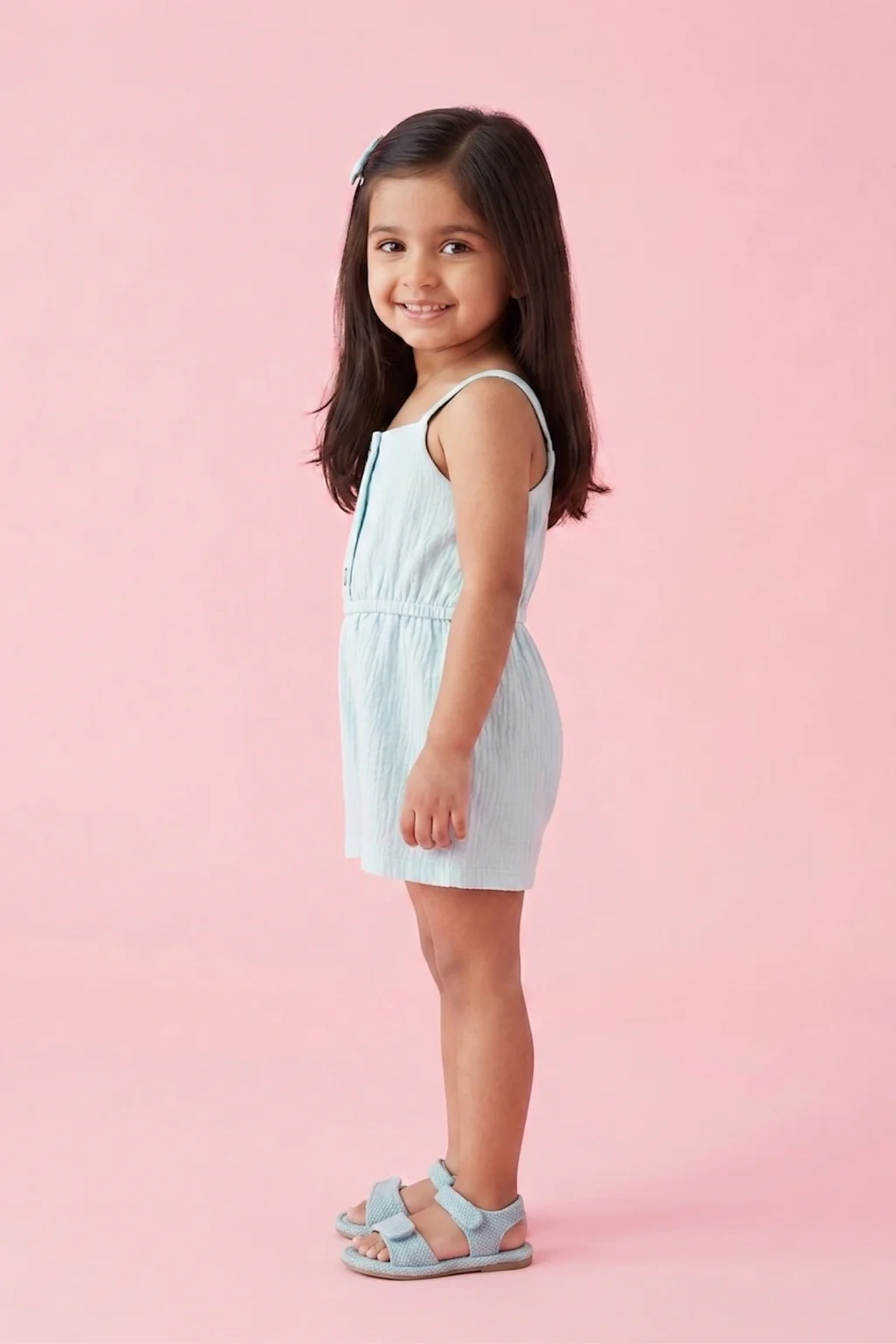 Sky Blue Cotton Summer Playsuit TSIJP012 - Image 3