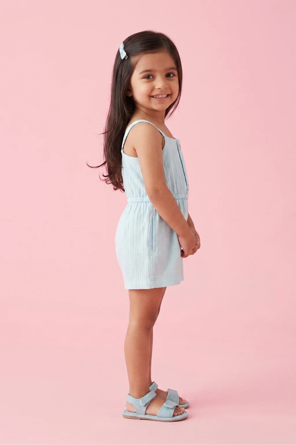 Sky Blue Cotton Summer Playsuit TSIJP012 - Image 4