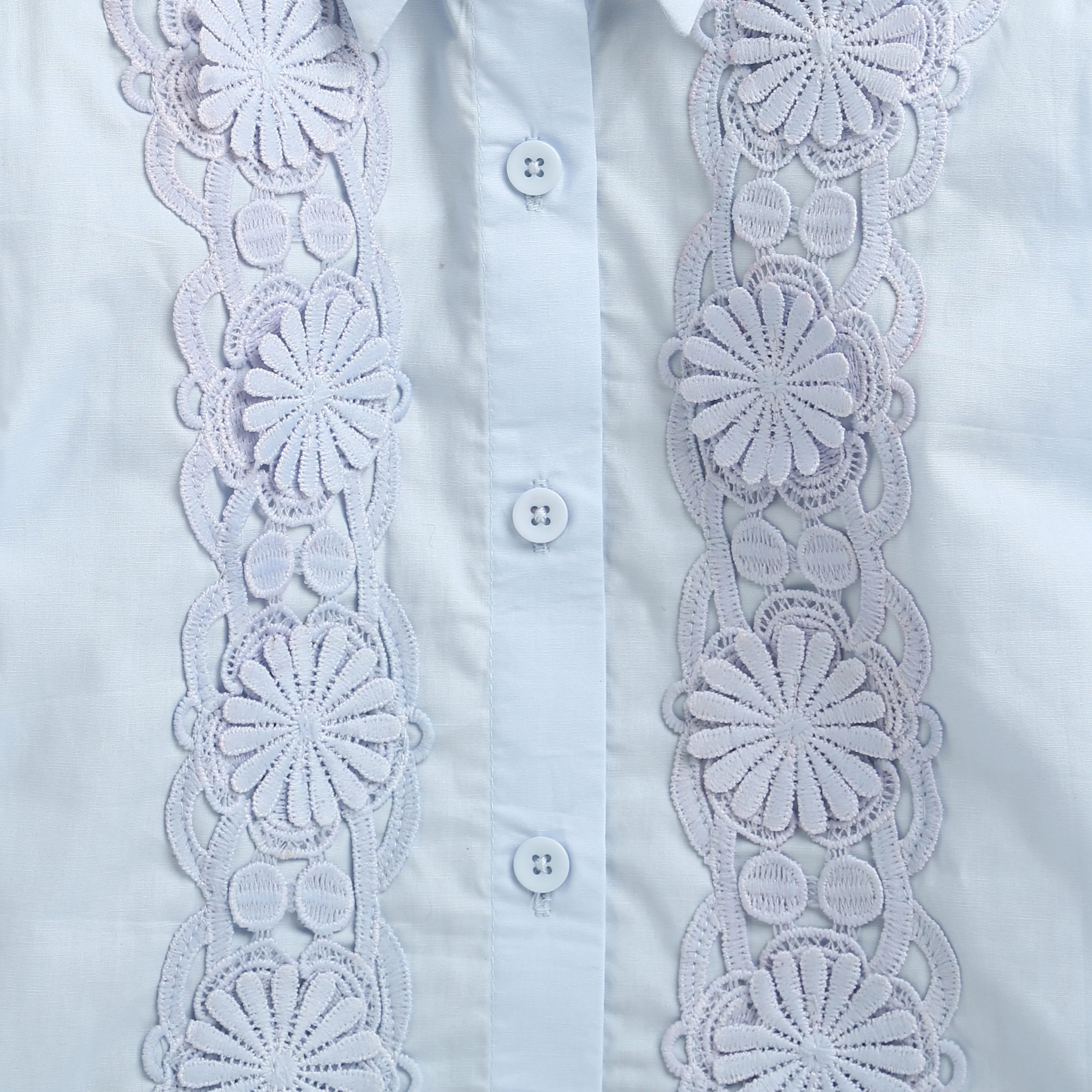 Sky Blue Floral Lace Panel Shirt TG6500 - Image 6