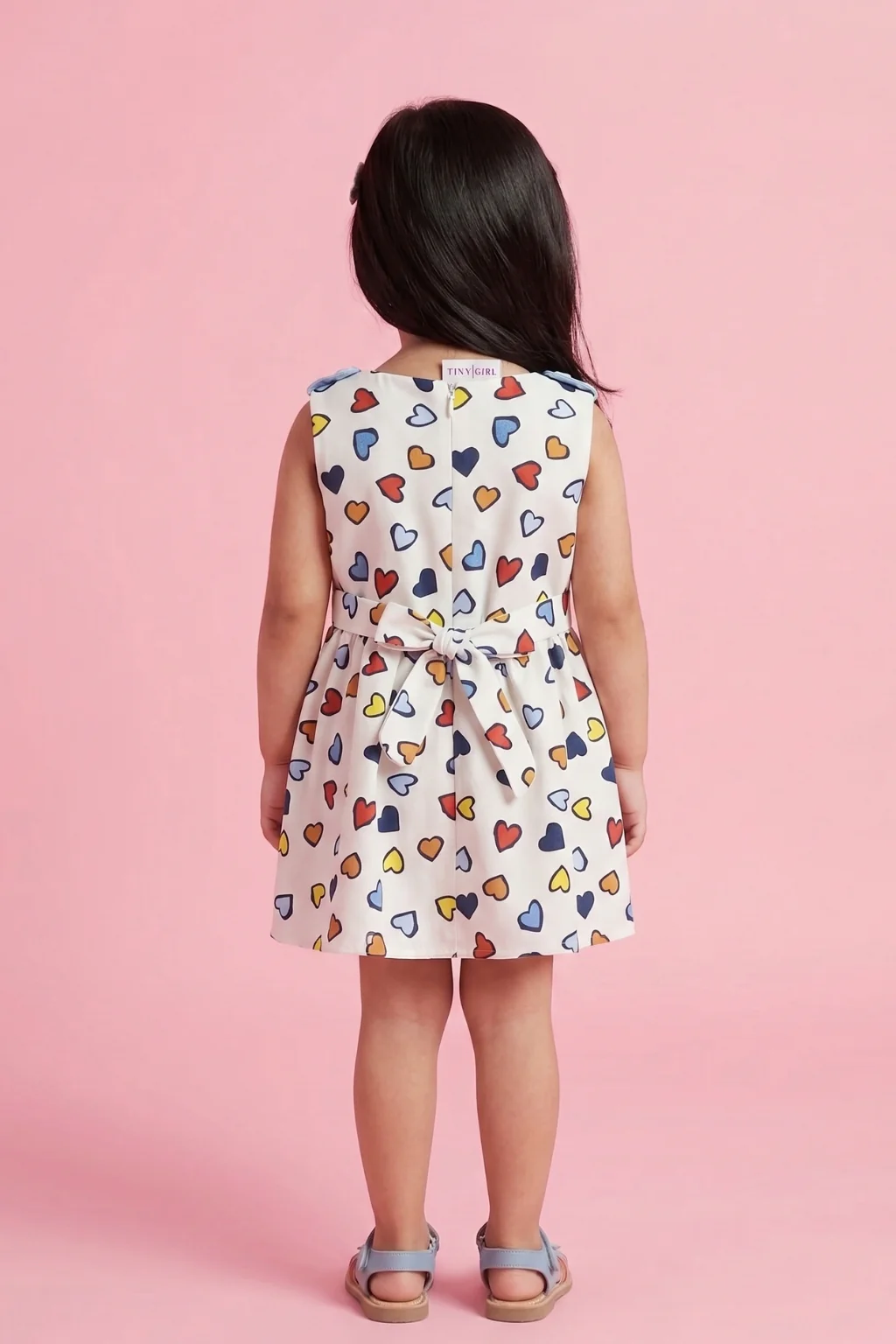 Sleeveless Multicolor Heart Print Dress TSIM043 - Image 2