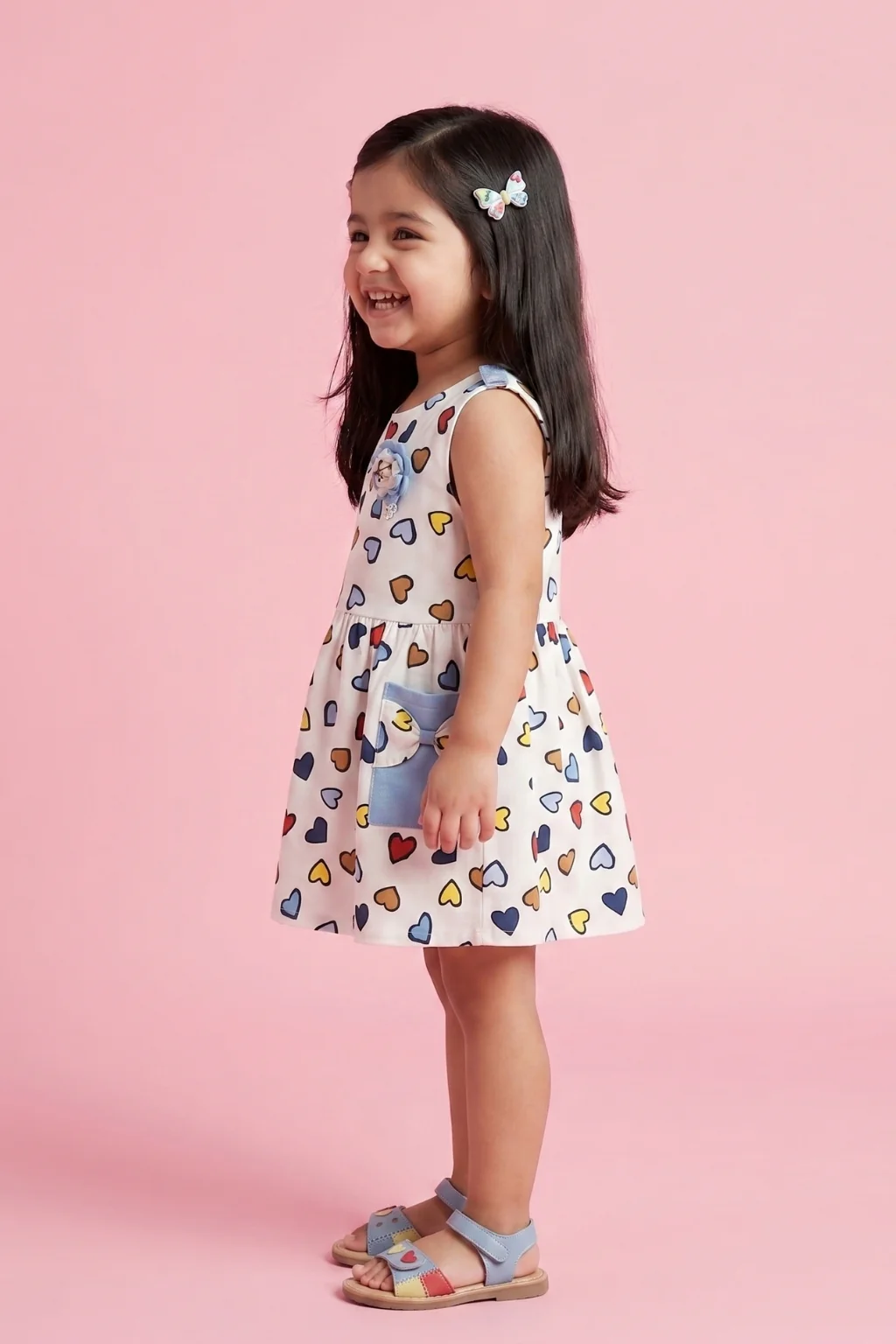 Sleeveless Multicolor Heart Print Dress TSIM043 - Image 3