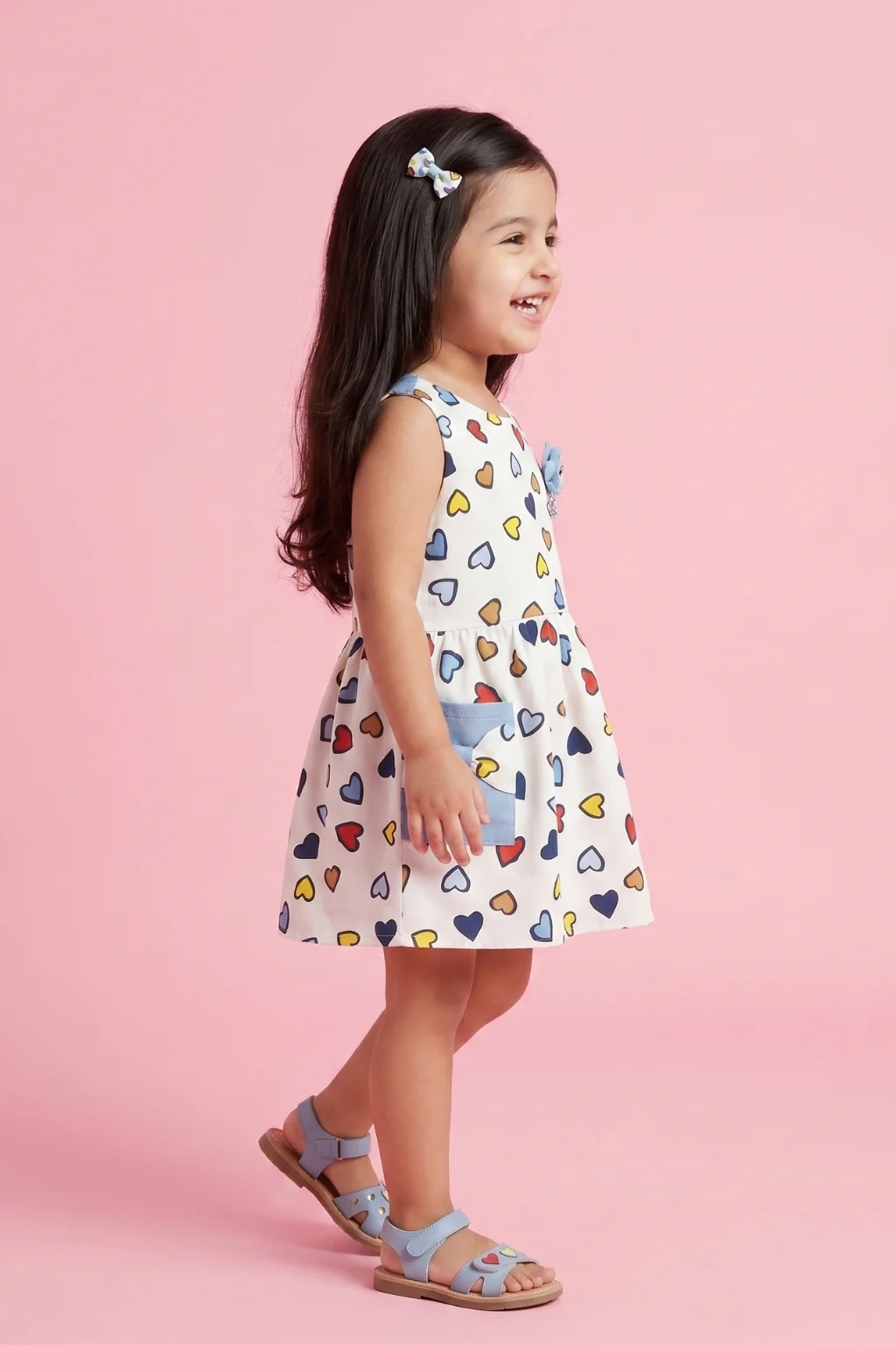 Sleeveless Multicolor Heart Print Dress TSIM043 - Image 4