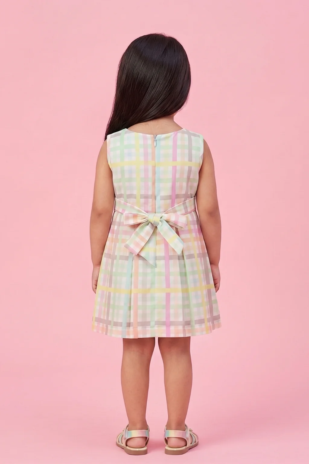 Sleeveless Pastel Check Dress TSIM060 - Image 2