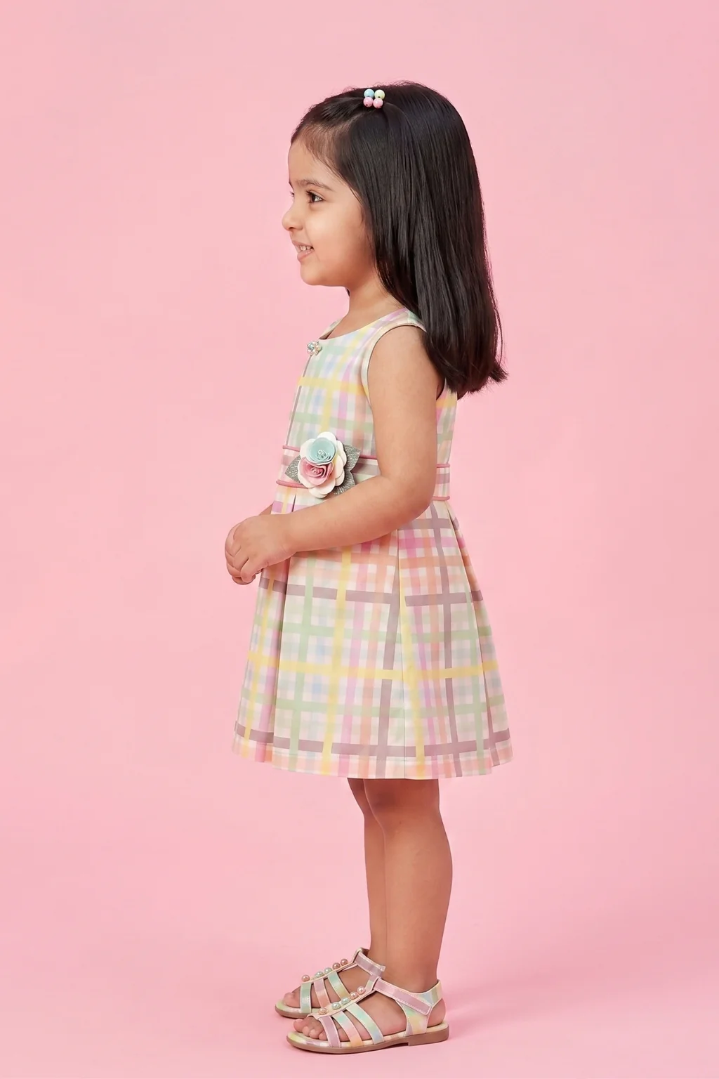 Sleeveless Pastel Check Dress TSIM060 - Image 3