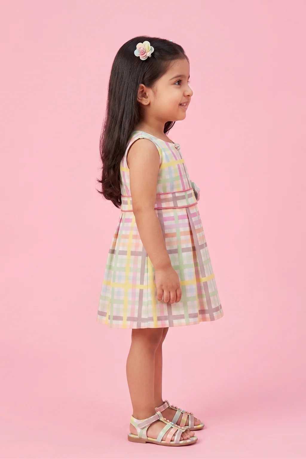 Sleeveless Pastel Check Dress TSIM060 - Image 4