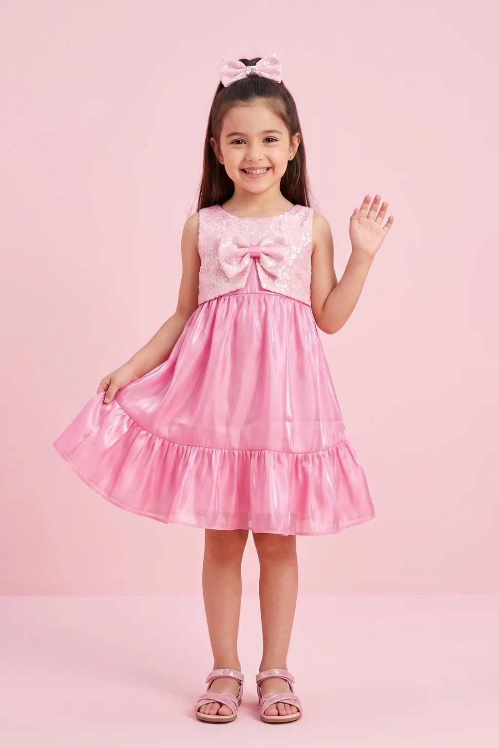 Sleeveless Shimmer Flare Dress F615