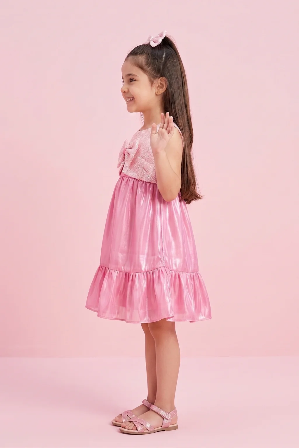Sleeveless Shimmer Flare Dress F615 - Image 3