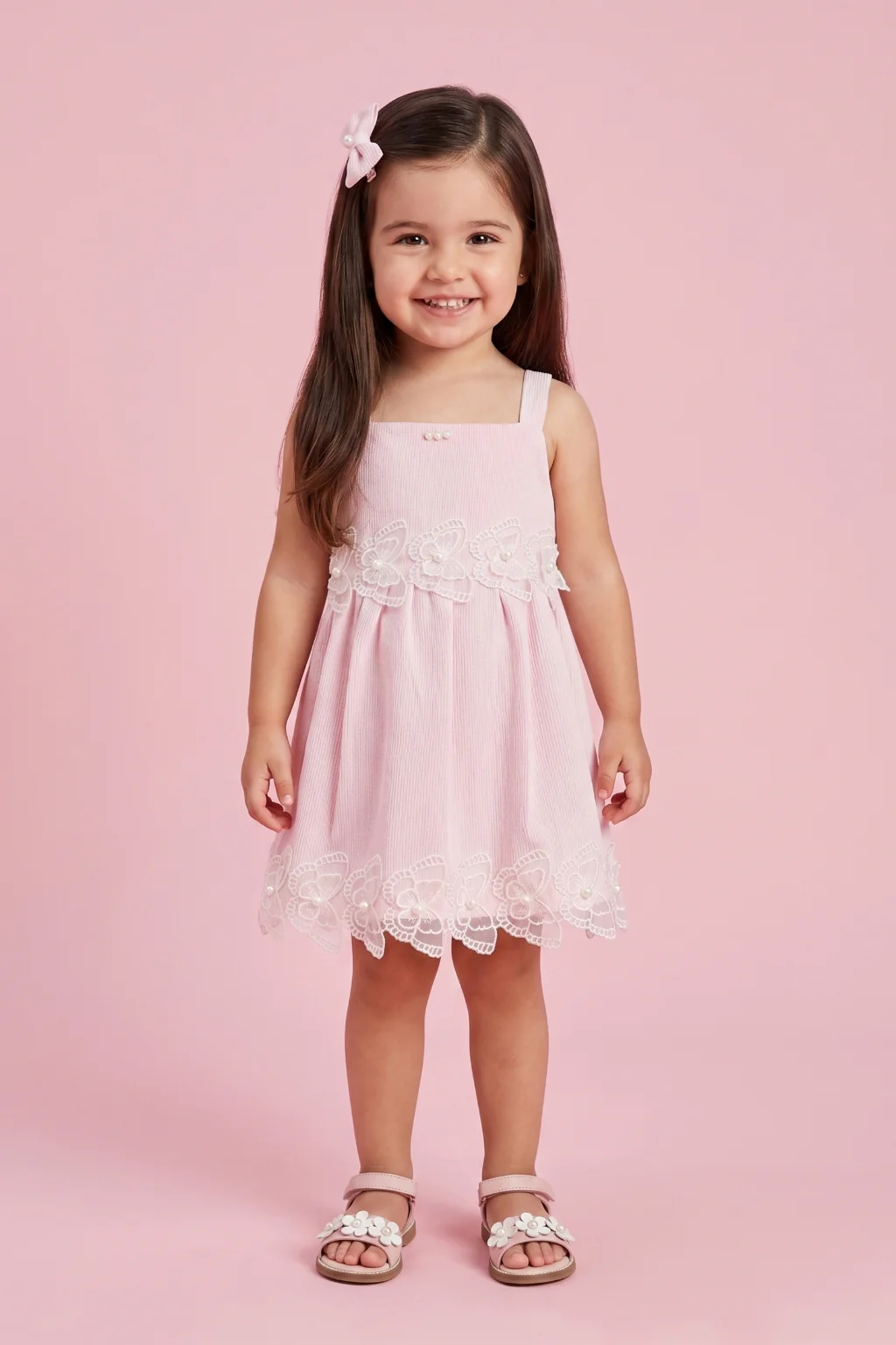 Soft Cotton Pink Dress with Bow Back TSIM038