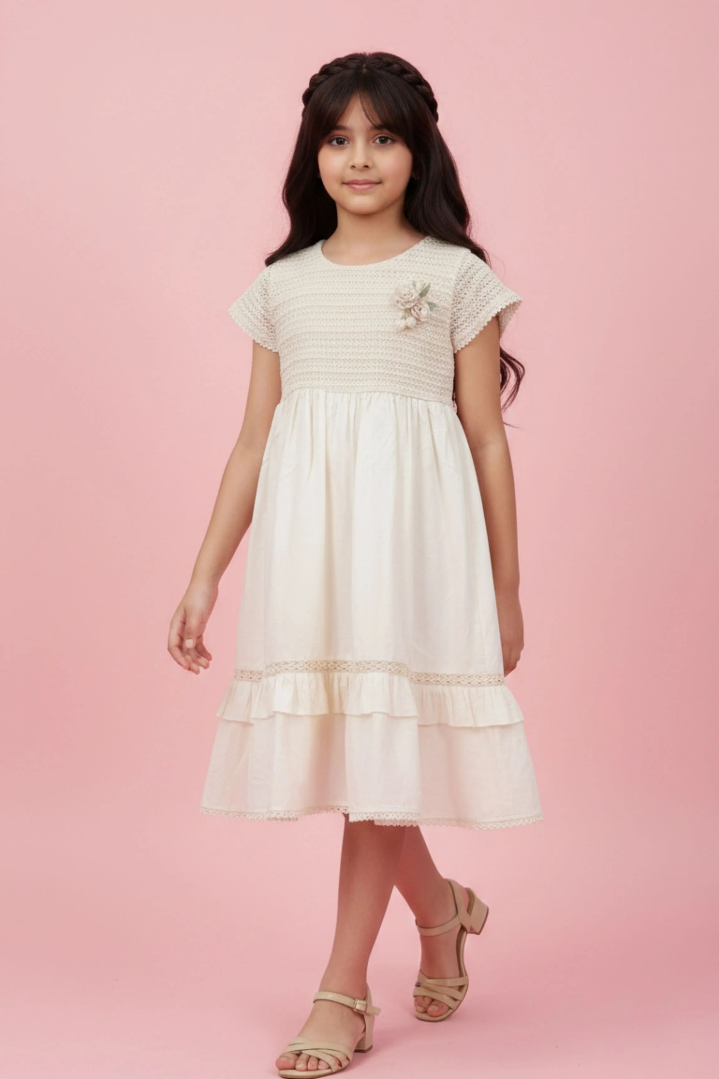 Soft Cream Party Dress M2419 - Image 3