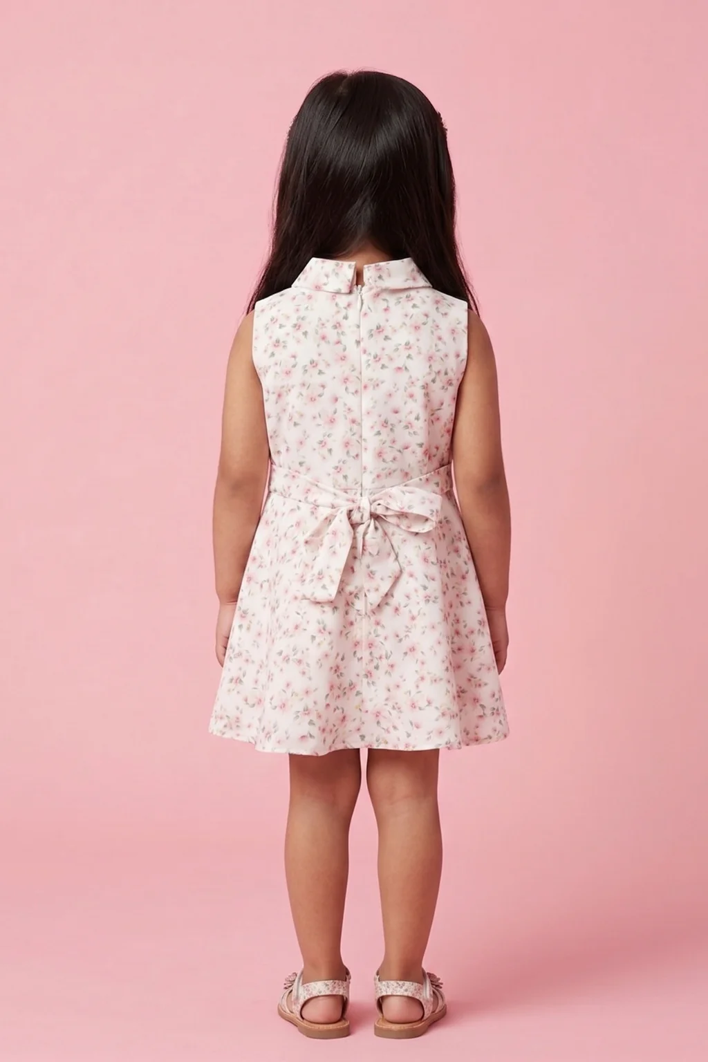 Soft Pink Printed Fit & Flare Dress TSIM042 - Image 2