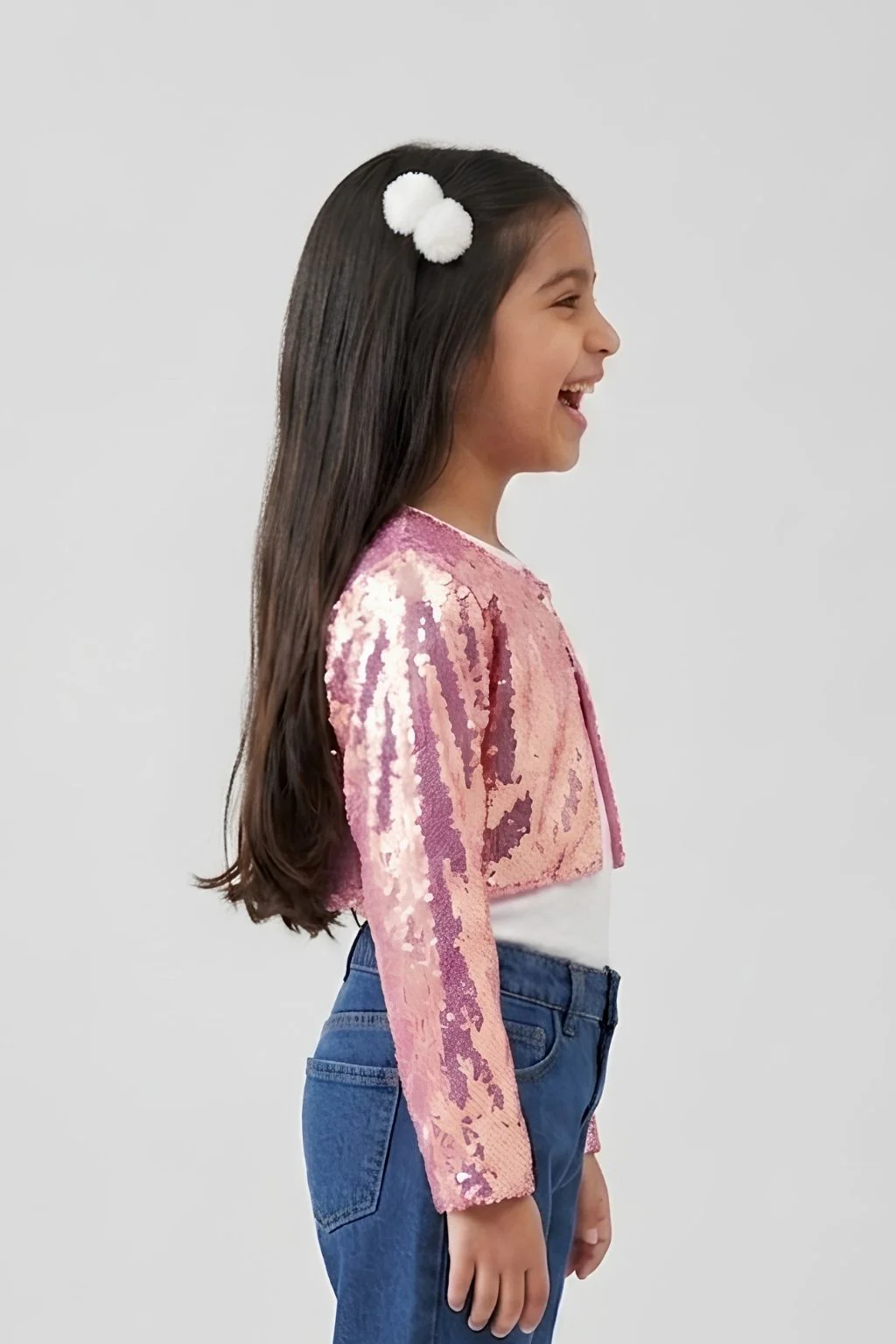 Sparkly Party Layer Pink Sequin Crop Shrug BASH101 - Image 3