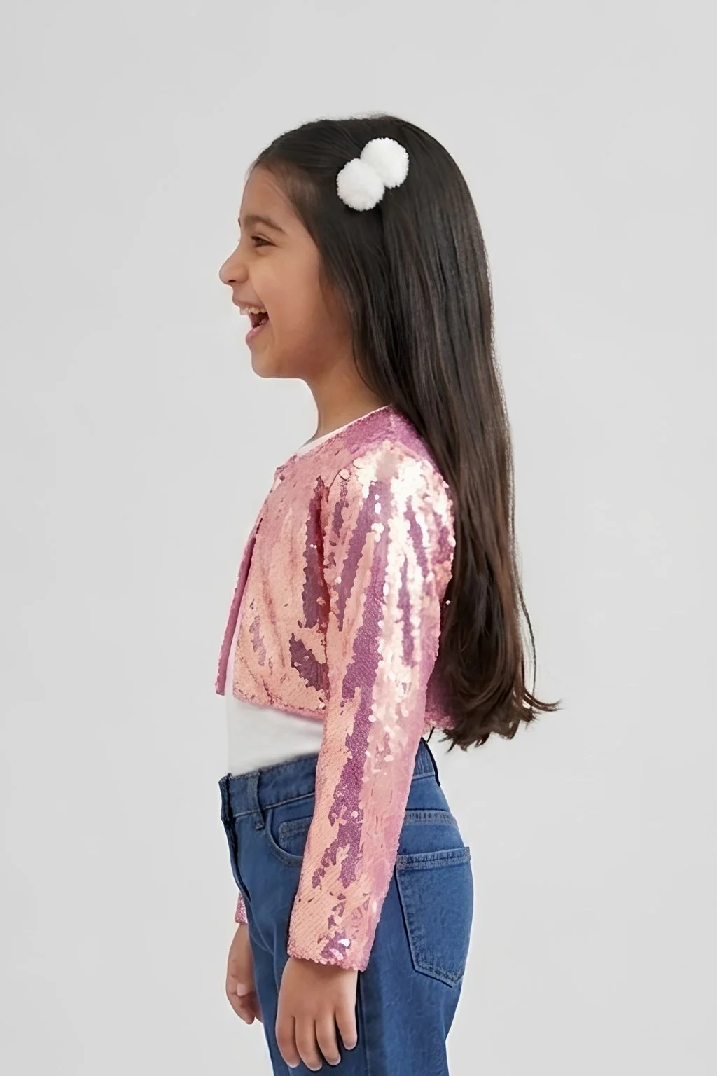 Sparkly Party Layer Pink Sequin Crop Shrug BASH101 - Image 4