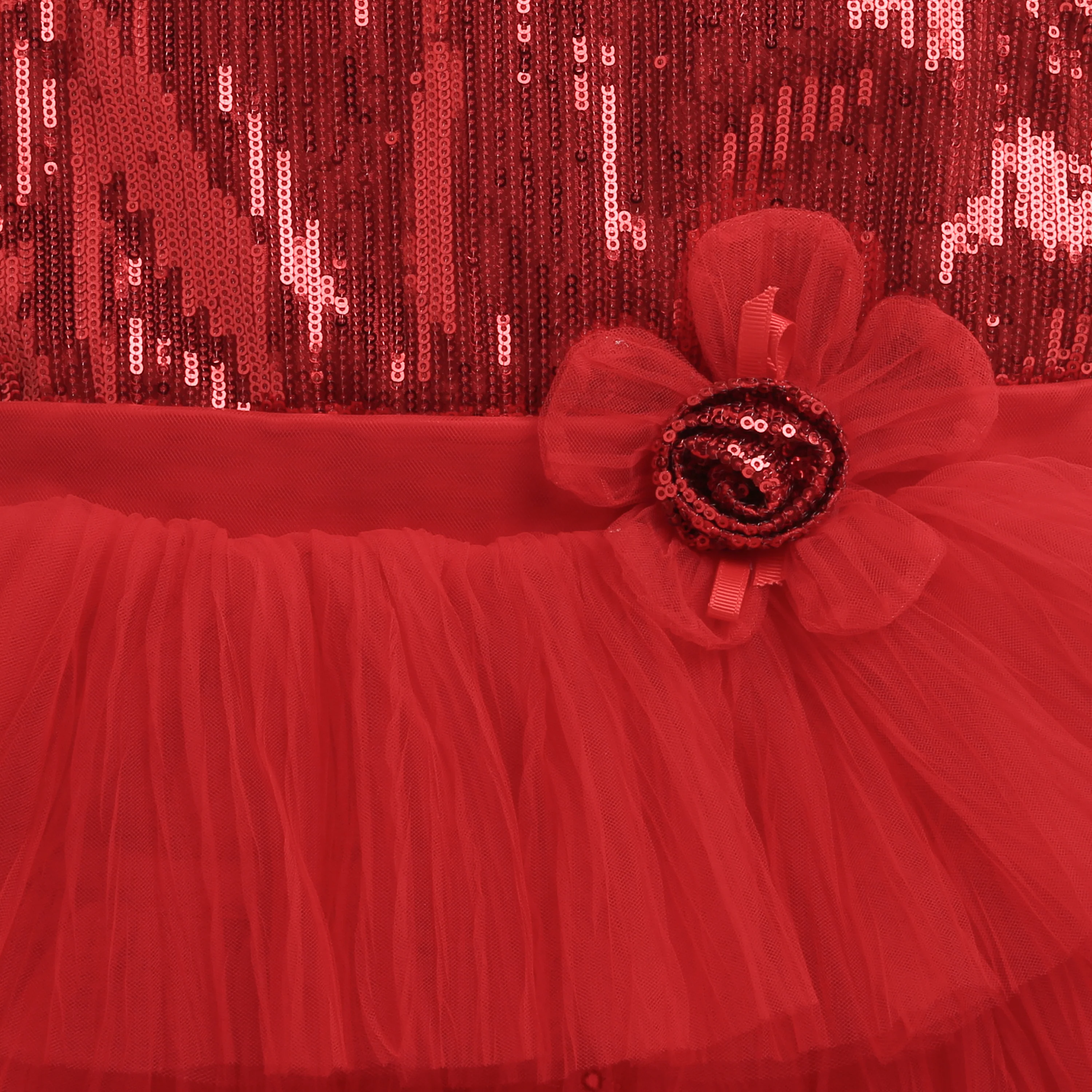 Sparkly Princess Red Sequin & Tulle Layered Dress F628 - Image 8