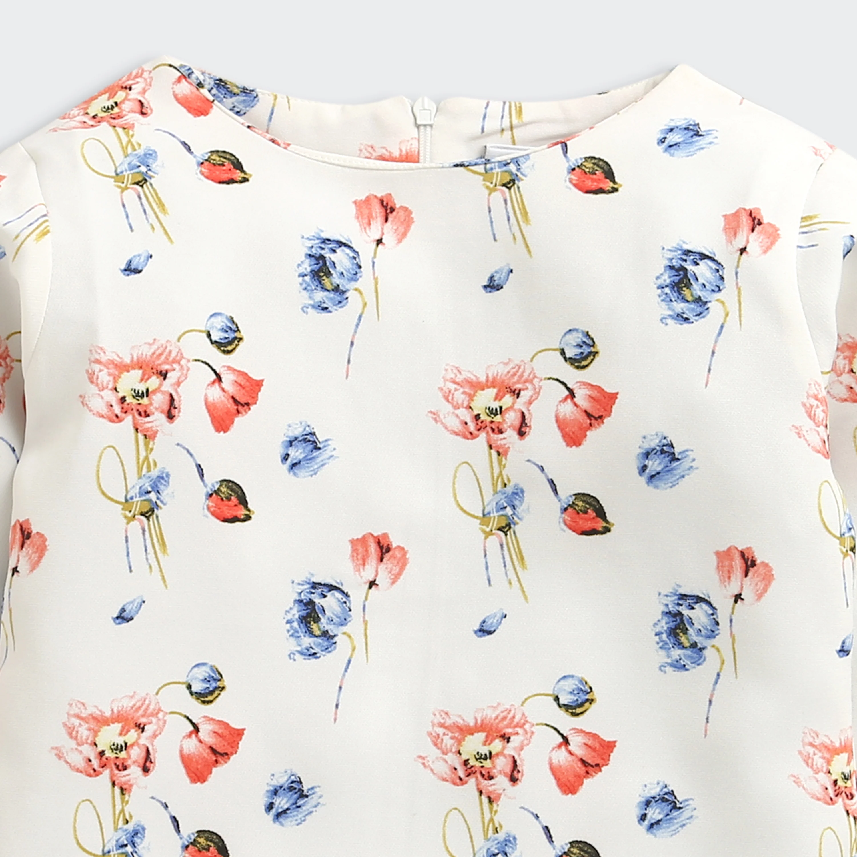 Tiny Girl Floral Co-Ord Set | Cream Printed Ruffle Sleeve Top & Wide-Leg Pants Outfit - Image 4
