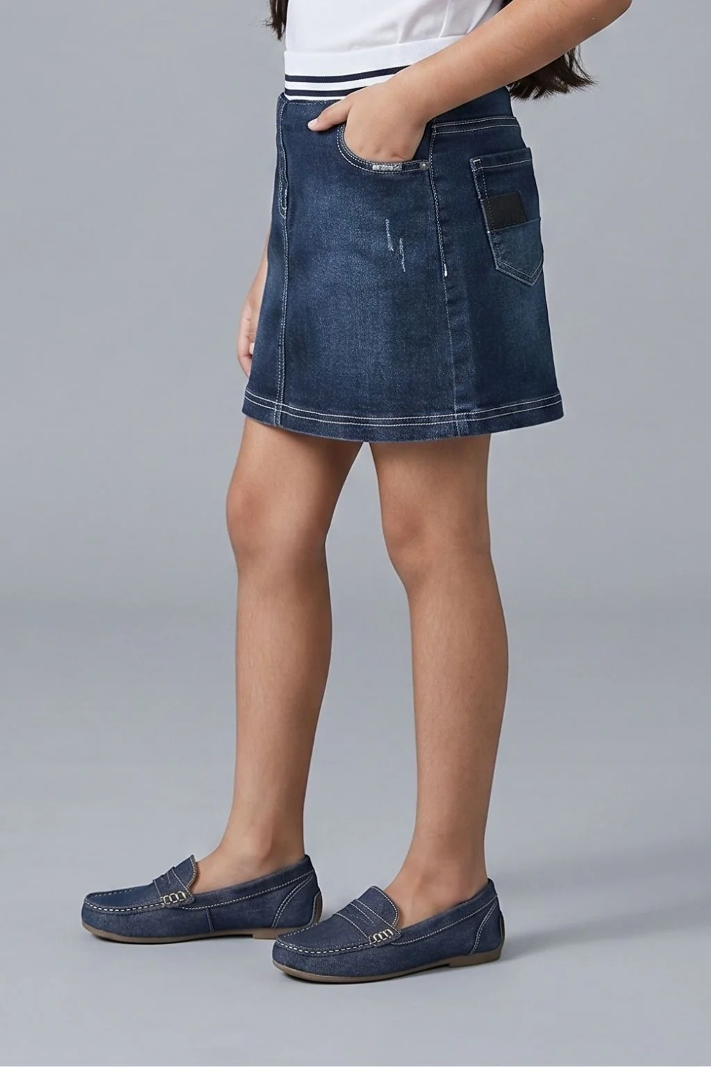 Girls Dark Denim Skirt - Image 3