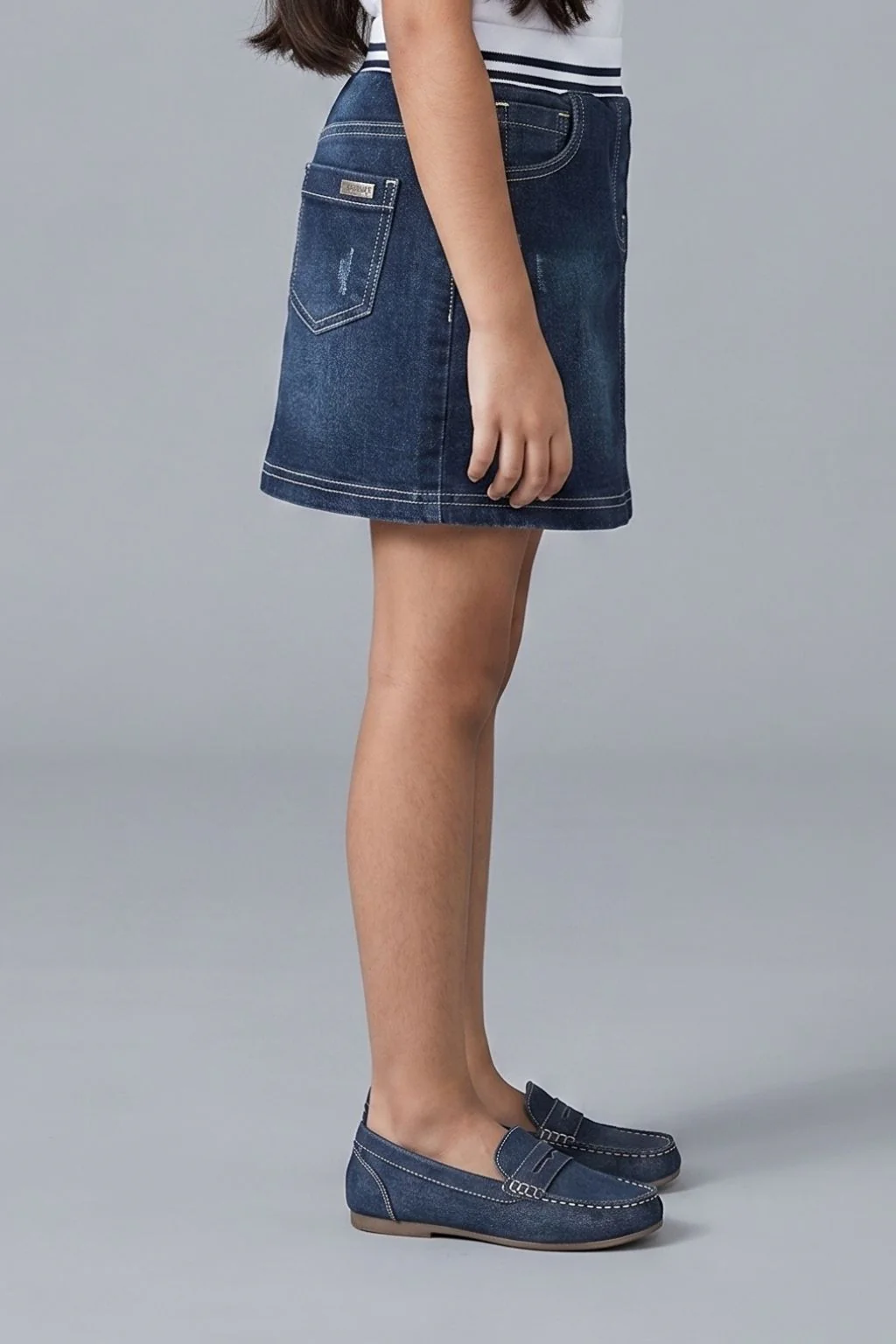Girls Dark Denim Skirt - Image 4