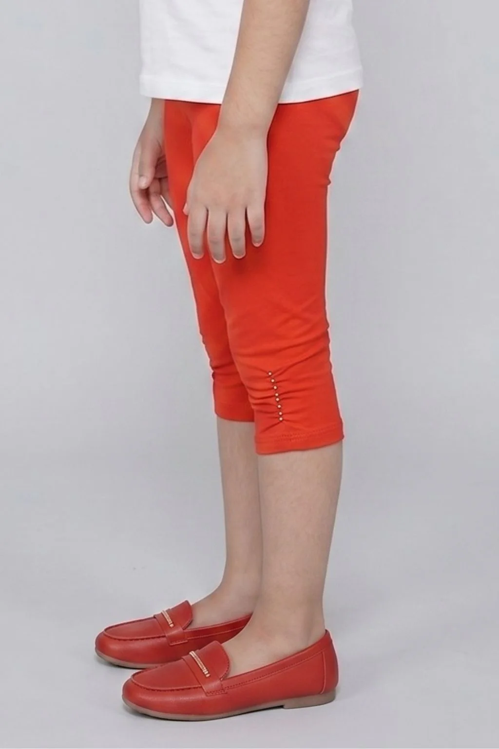 Tomato Red 3/4th Slim Fit Leggings LG725 - Image 4