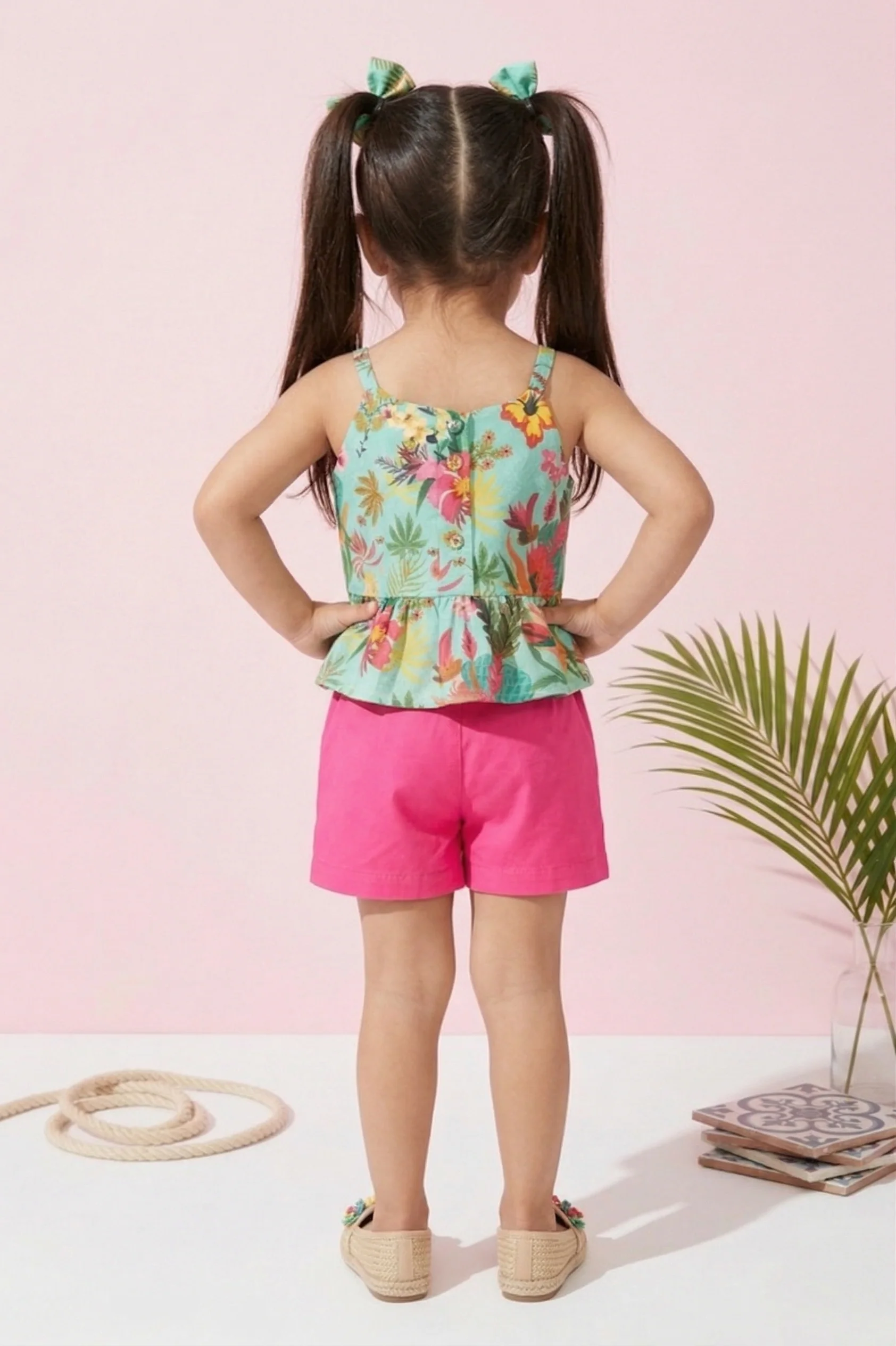 Tropical Print Top & Pink Shorts Set TSSET40386 - Image 2