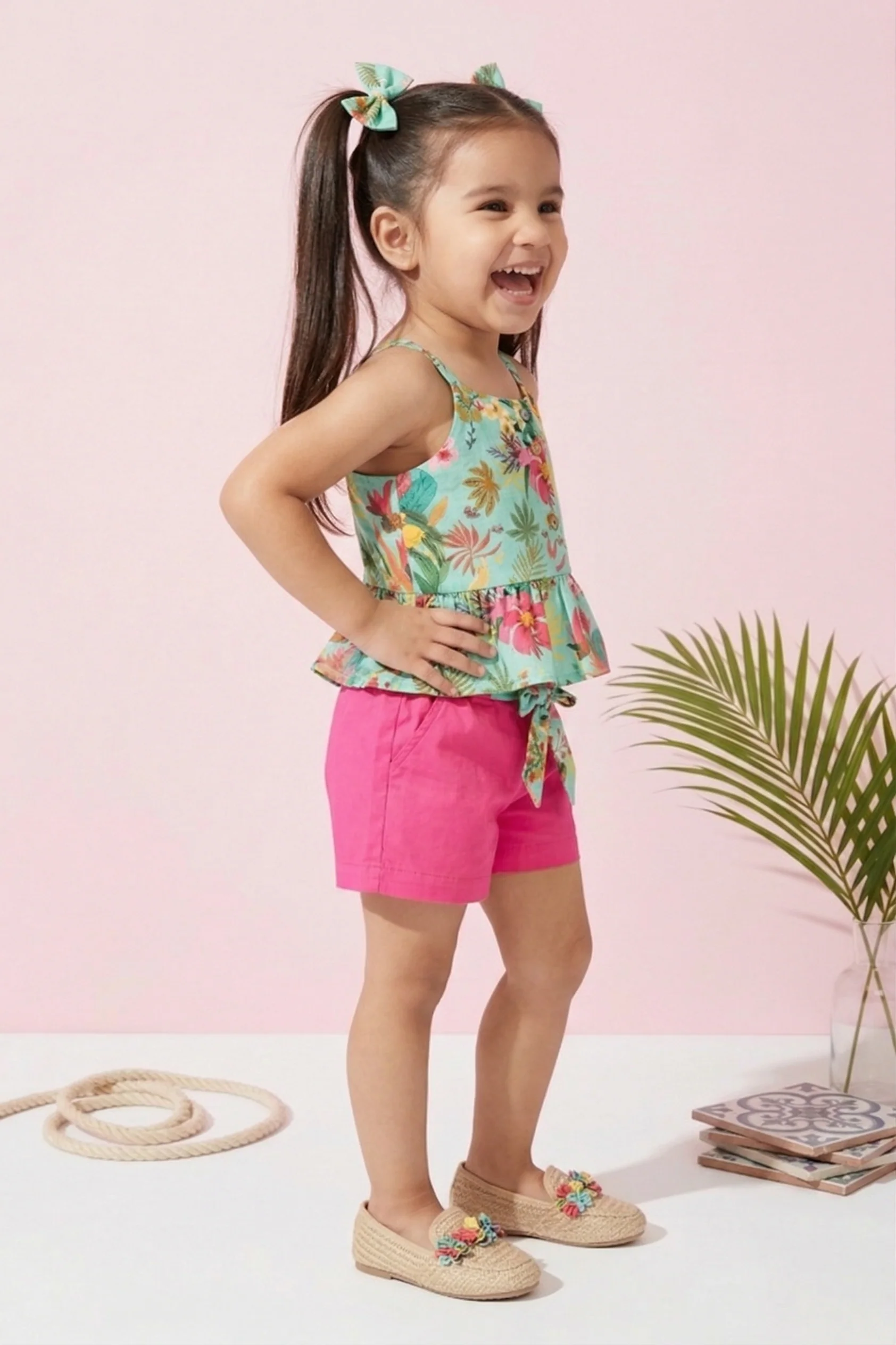 Tropical Print Top & Pink Shorts Set TSSET40386 - Image 4