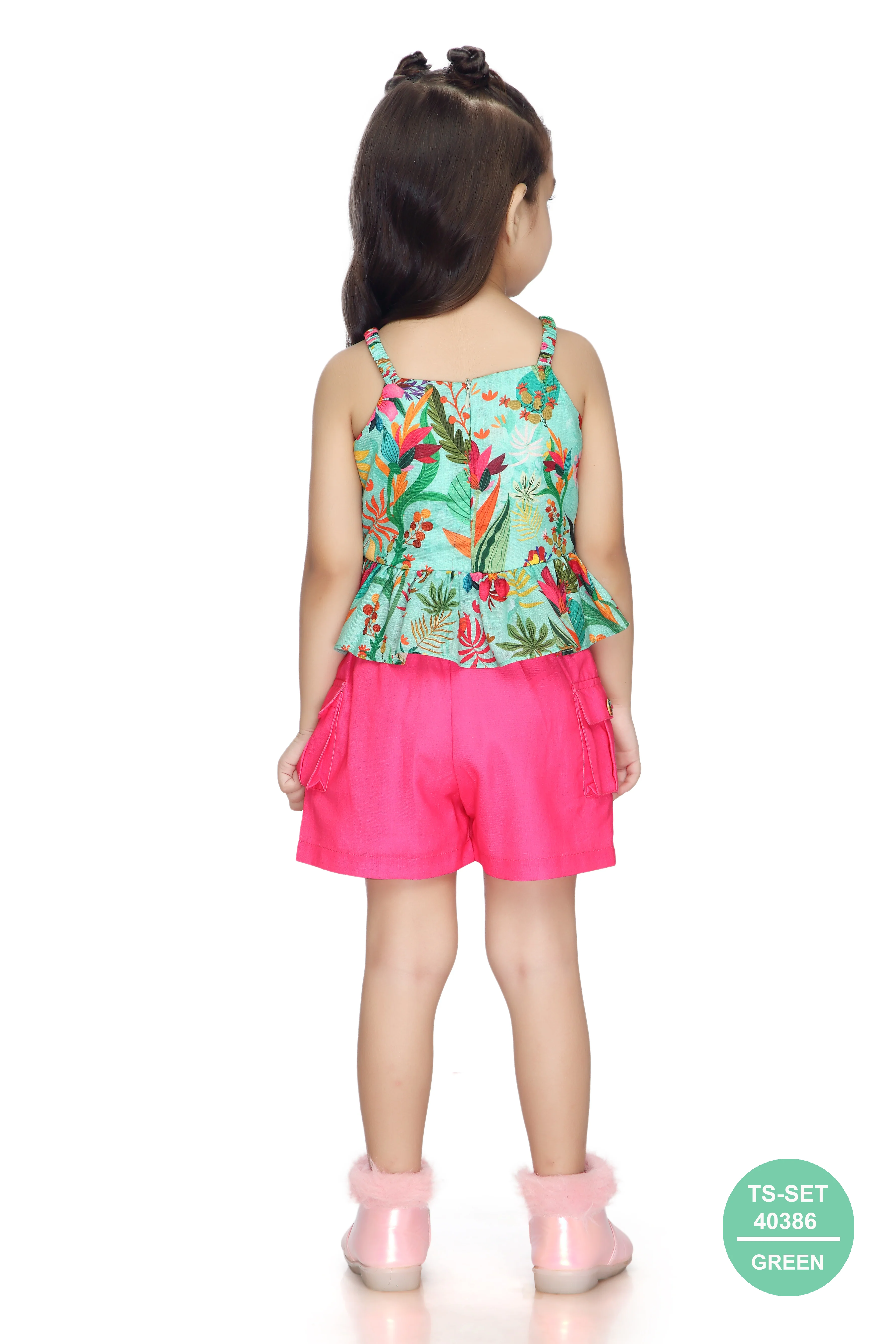 Tropical Print Top & Pink Shorts Set TSSET40386 - Image 6