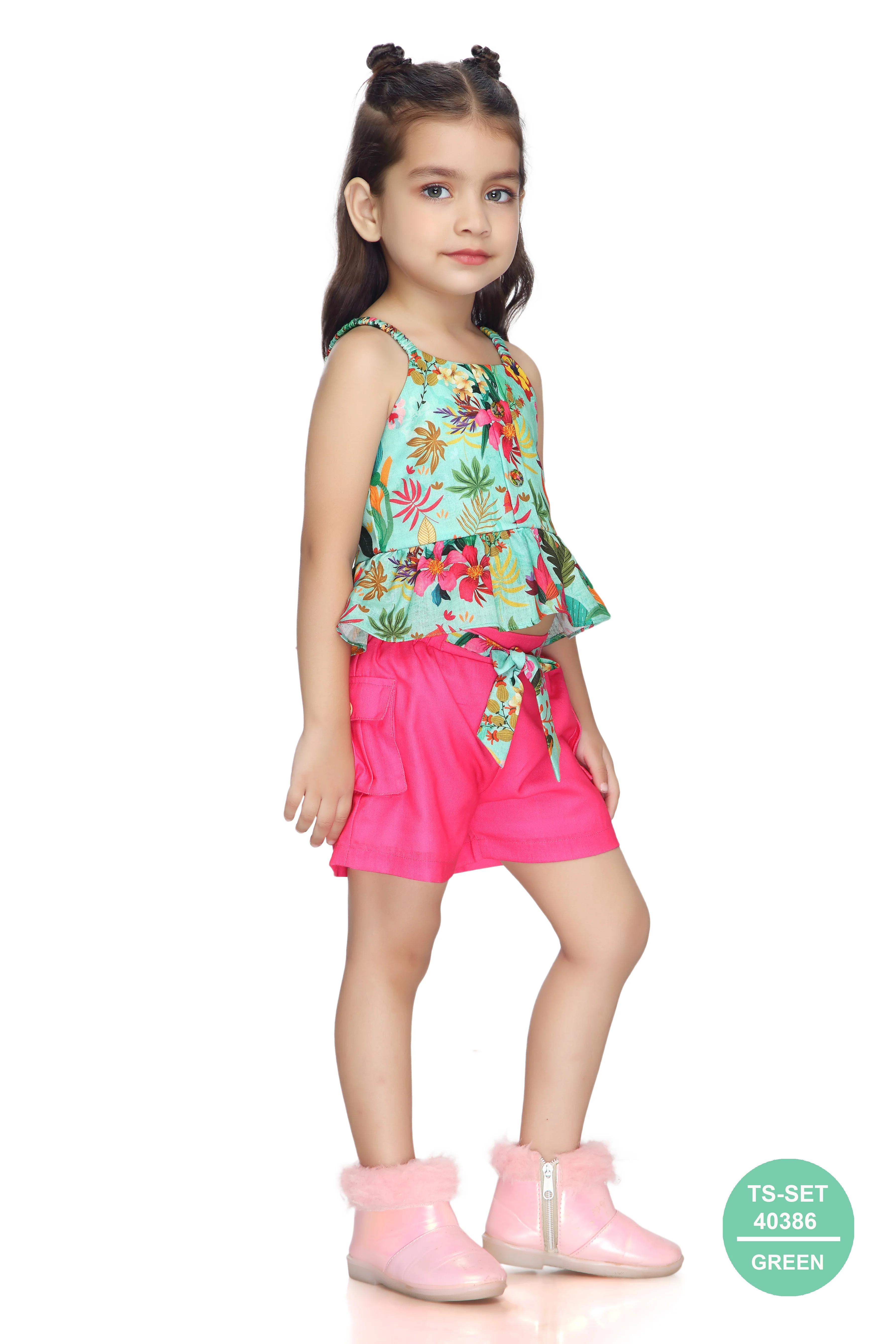 Tropical Print Top & Pink Shorts Set TSSET40386 - Image 7