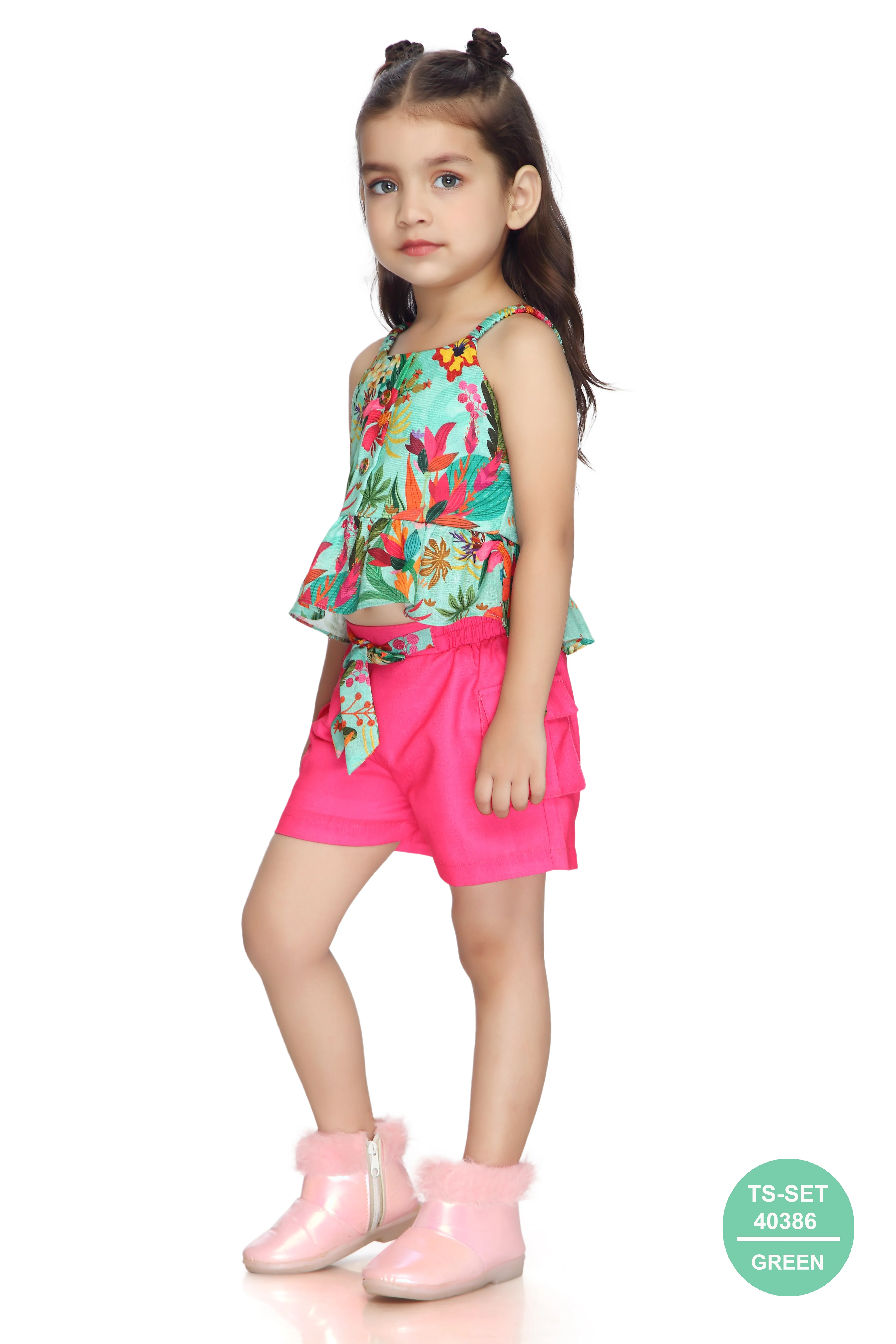 Tropical Print Top & Pink Shorts Set TSSET40386 - Image 8