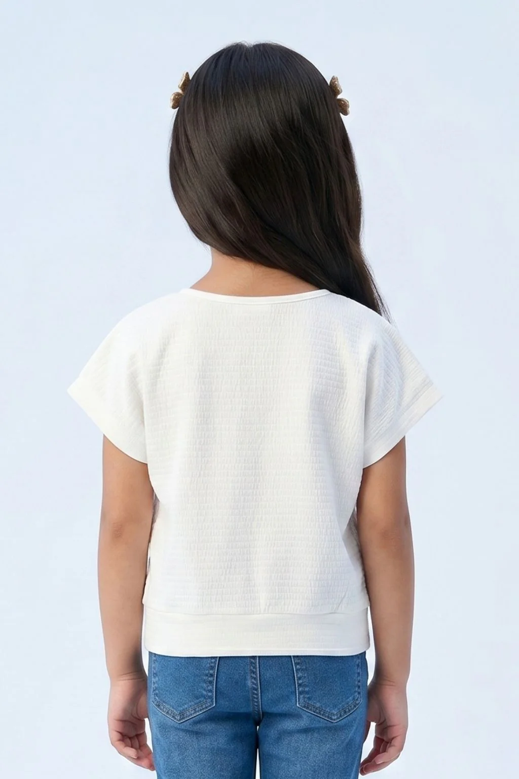 White Butterfly Textured Oversized Top TG6171 - Image 2