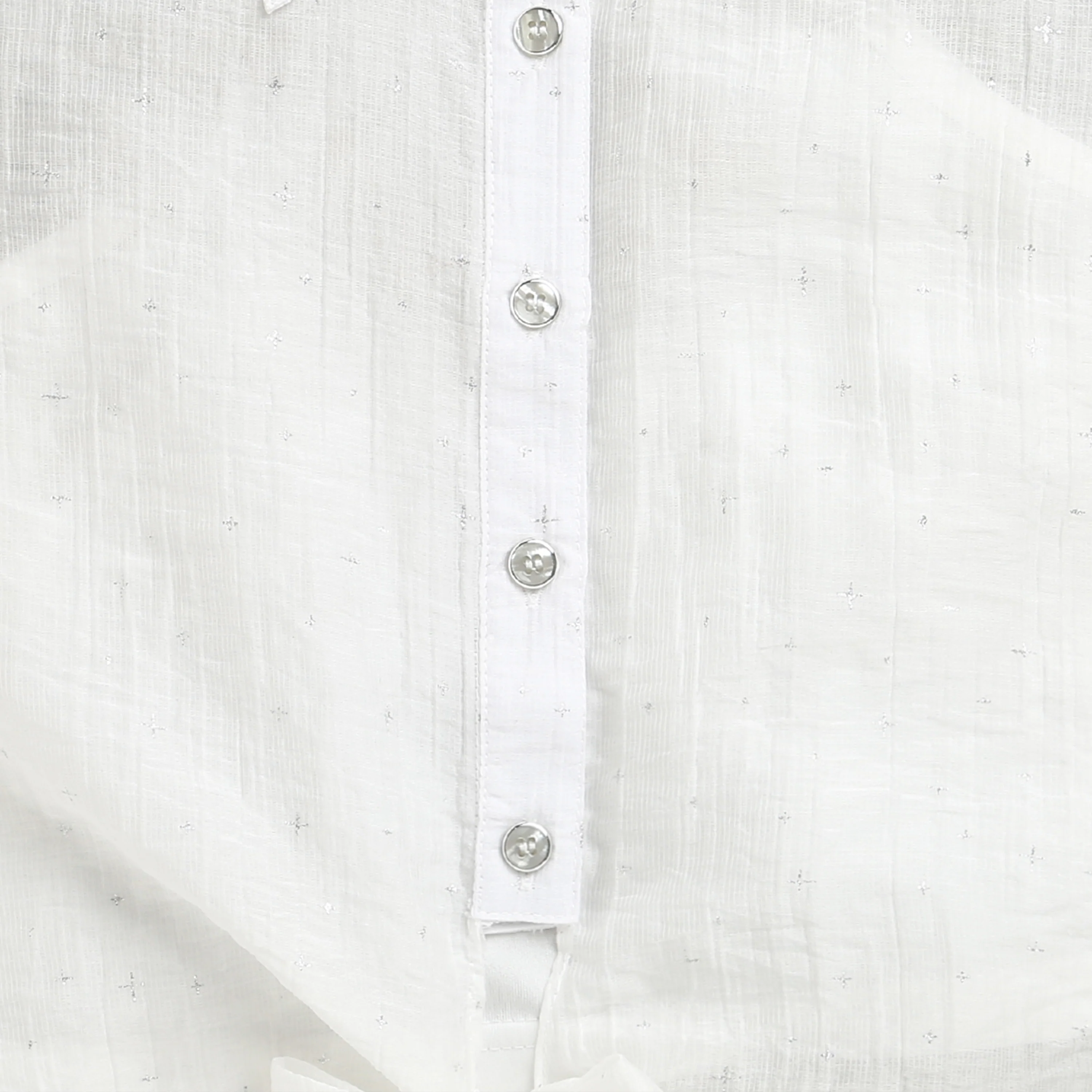 White Cotton Tie-Up Shirt with Flutter Sleeves TG6360 - Image 8