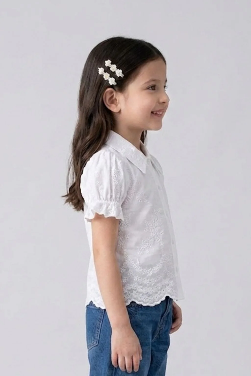 White Embroidered Floral Shirt TG6348 - Image 4