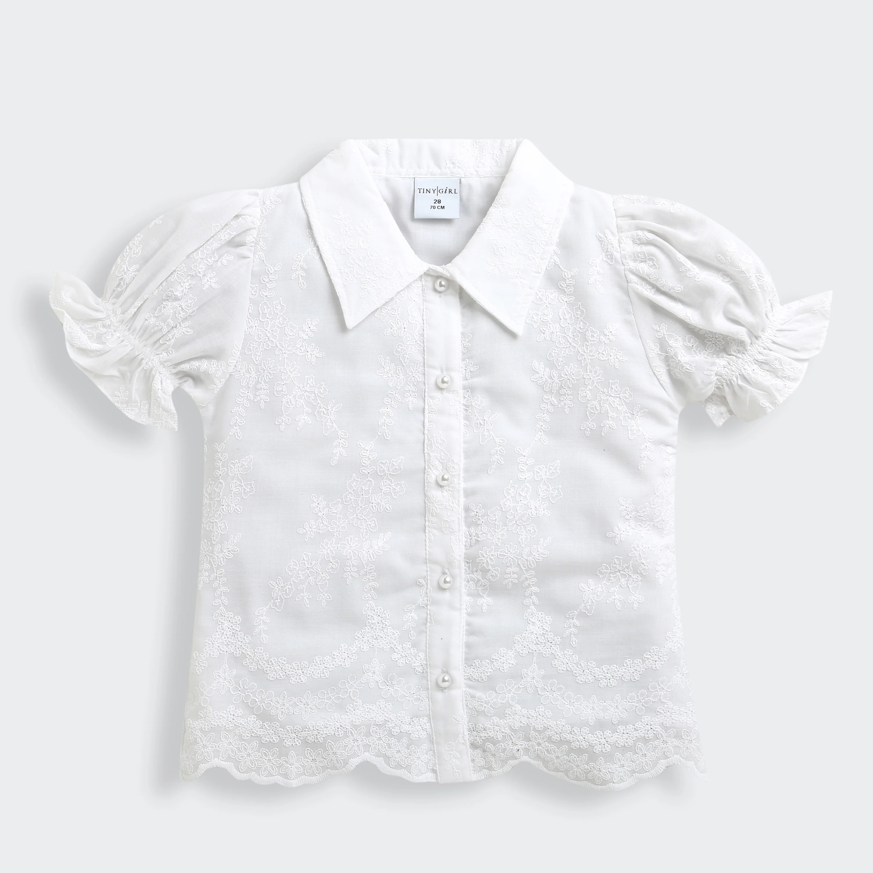White Embroidered Floral Shirt TG6348 - Image 5
