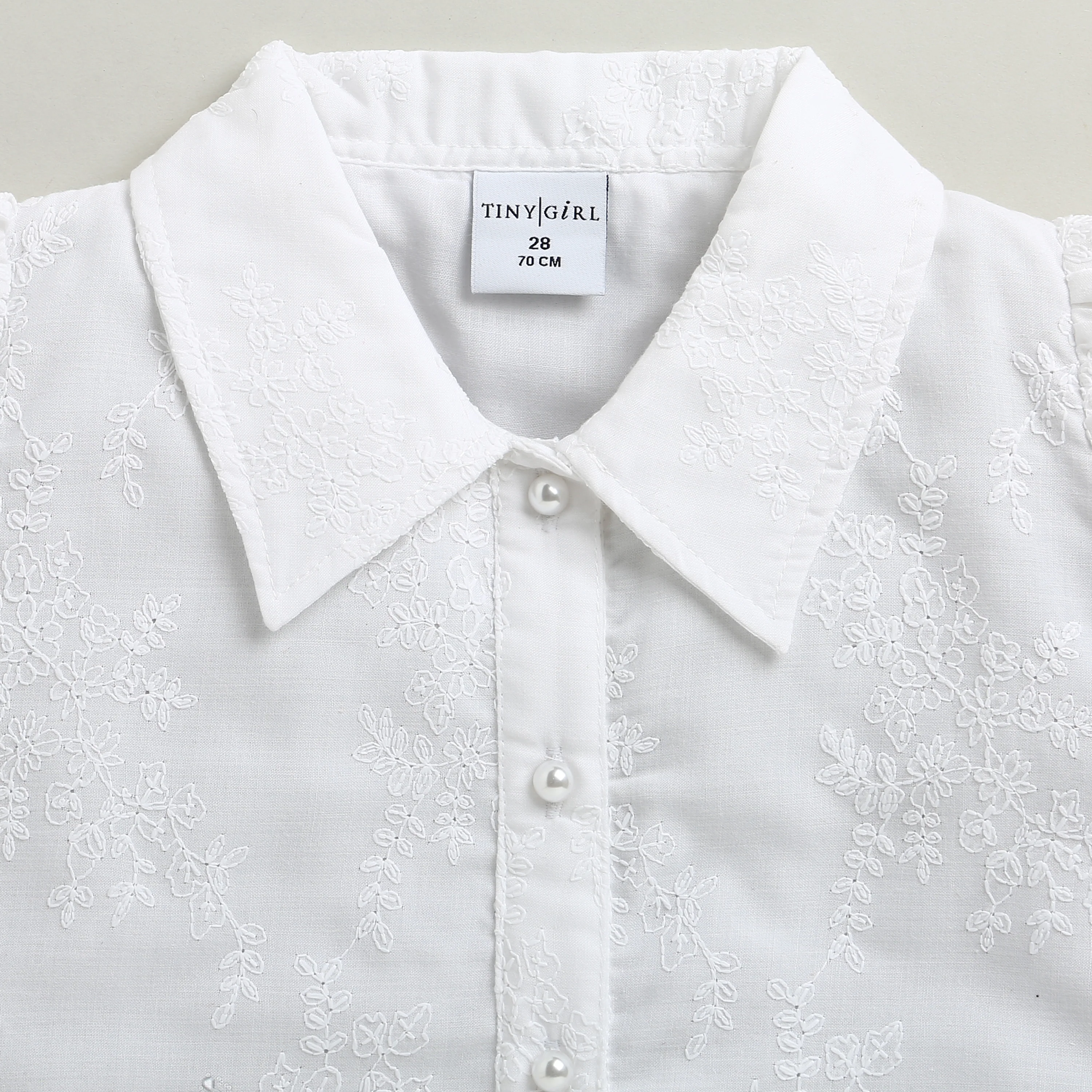 White Embroidered Floral Shirt TG6348 - Image 7