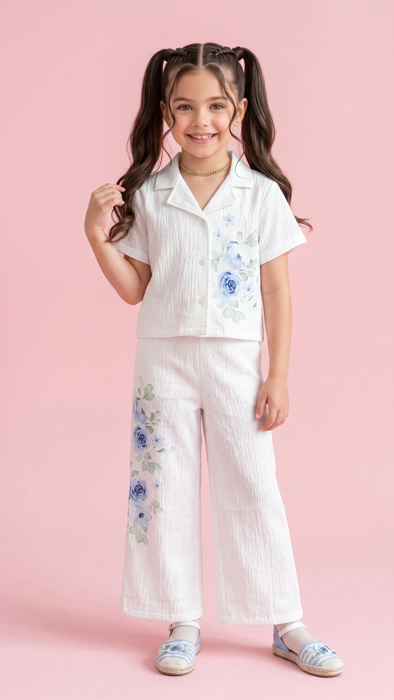 White Embroidered Shirt & Pants Set 3138