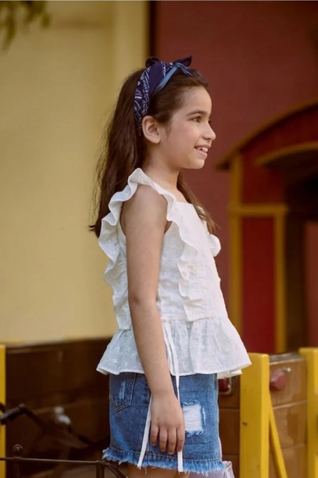 White Eyelet Frill Strap Top TG6346 - Image 3