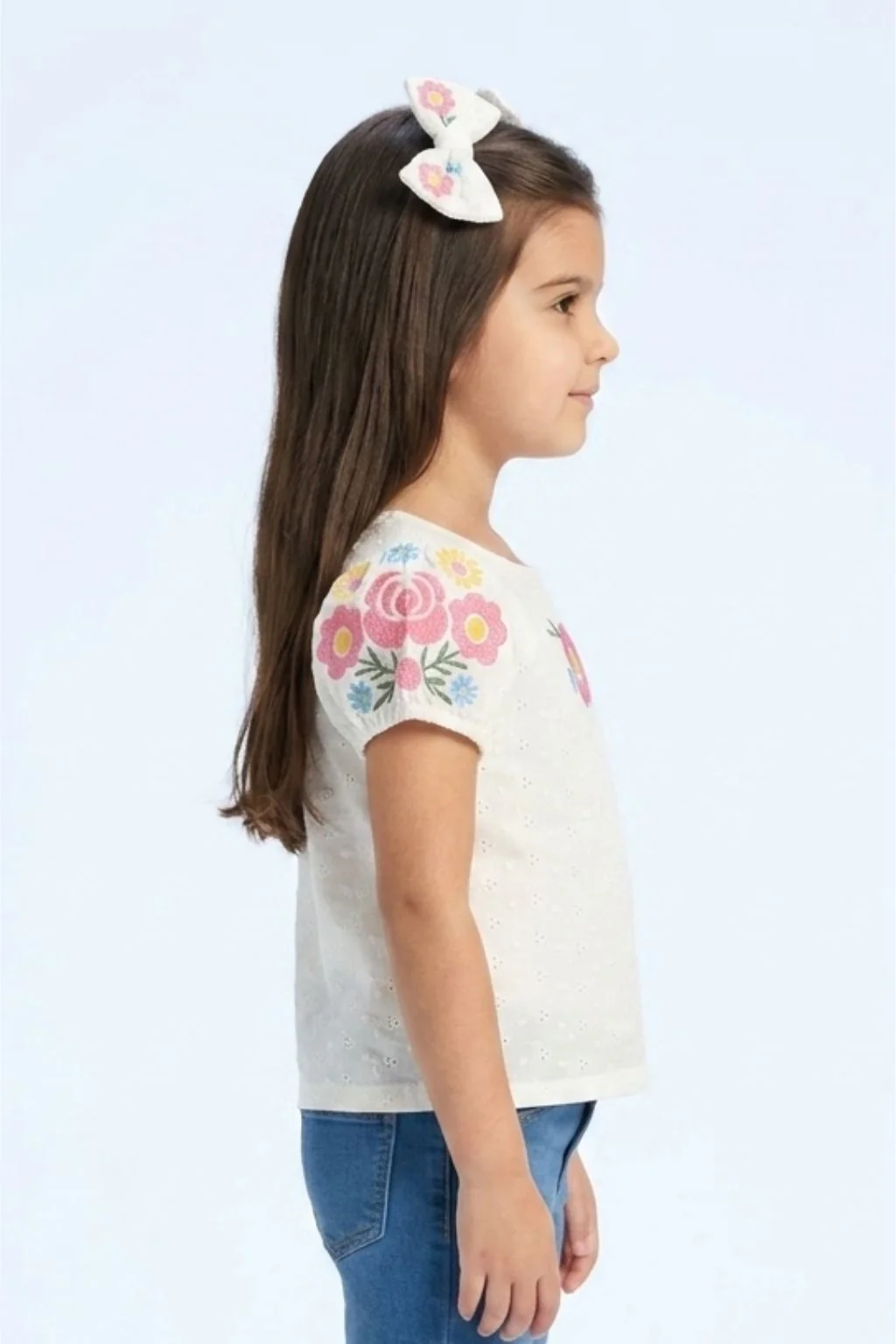 White Floral Embroidered Eyelet Cotton Top TG6356 - Image 4