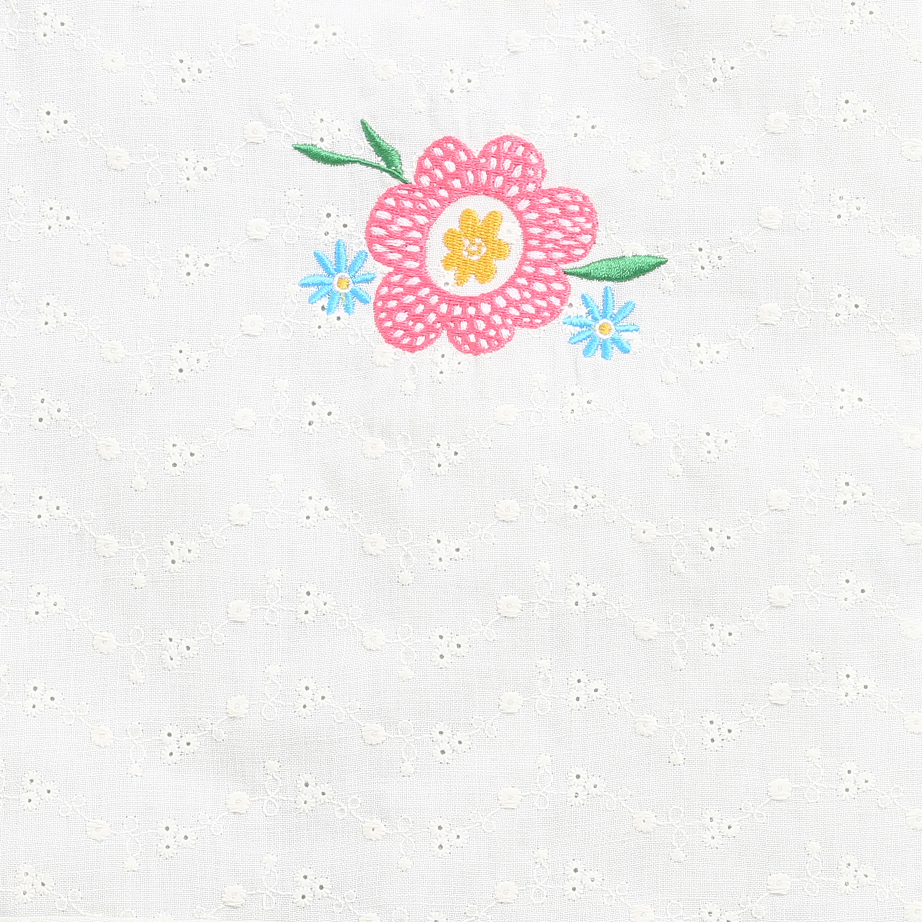 White Floral Embroidered Eyelet Cotton Top TG6356 - Image 8
