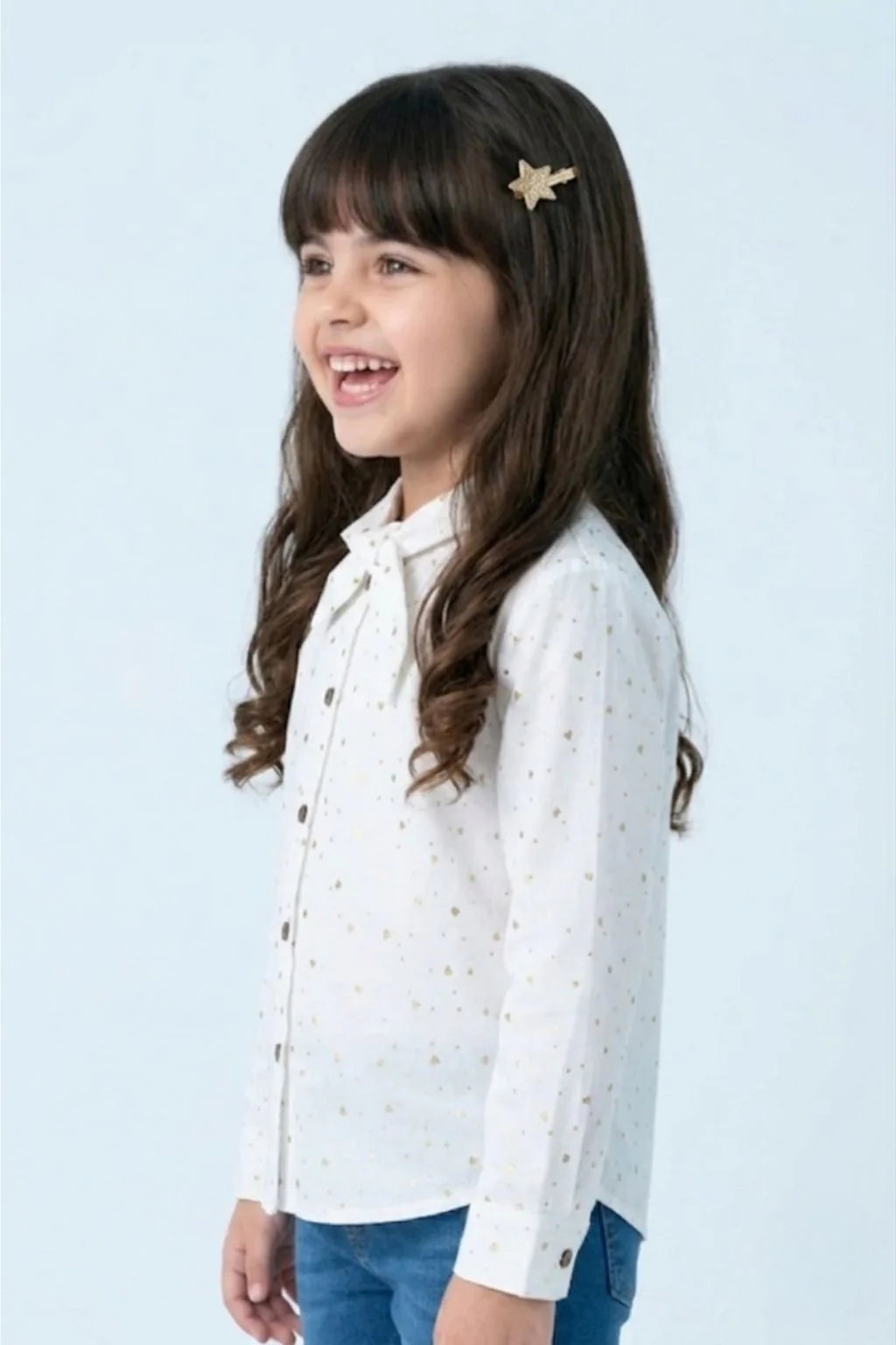 White Gold Foil Bow Tie Shirt TG6246 - Image 3