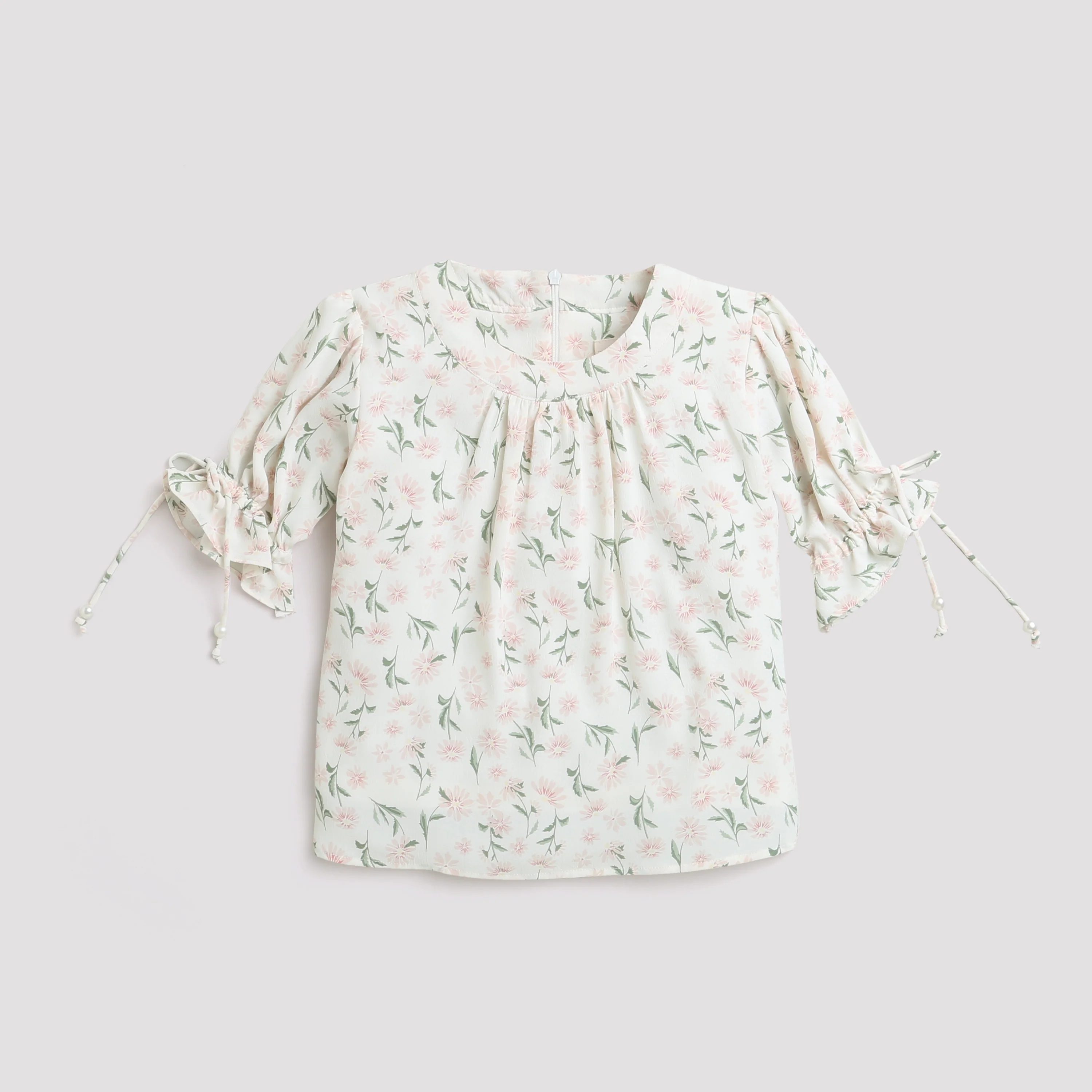 White & Pink Floral Print Top TG5007 - Image 5