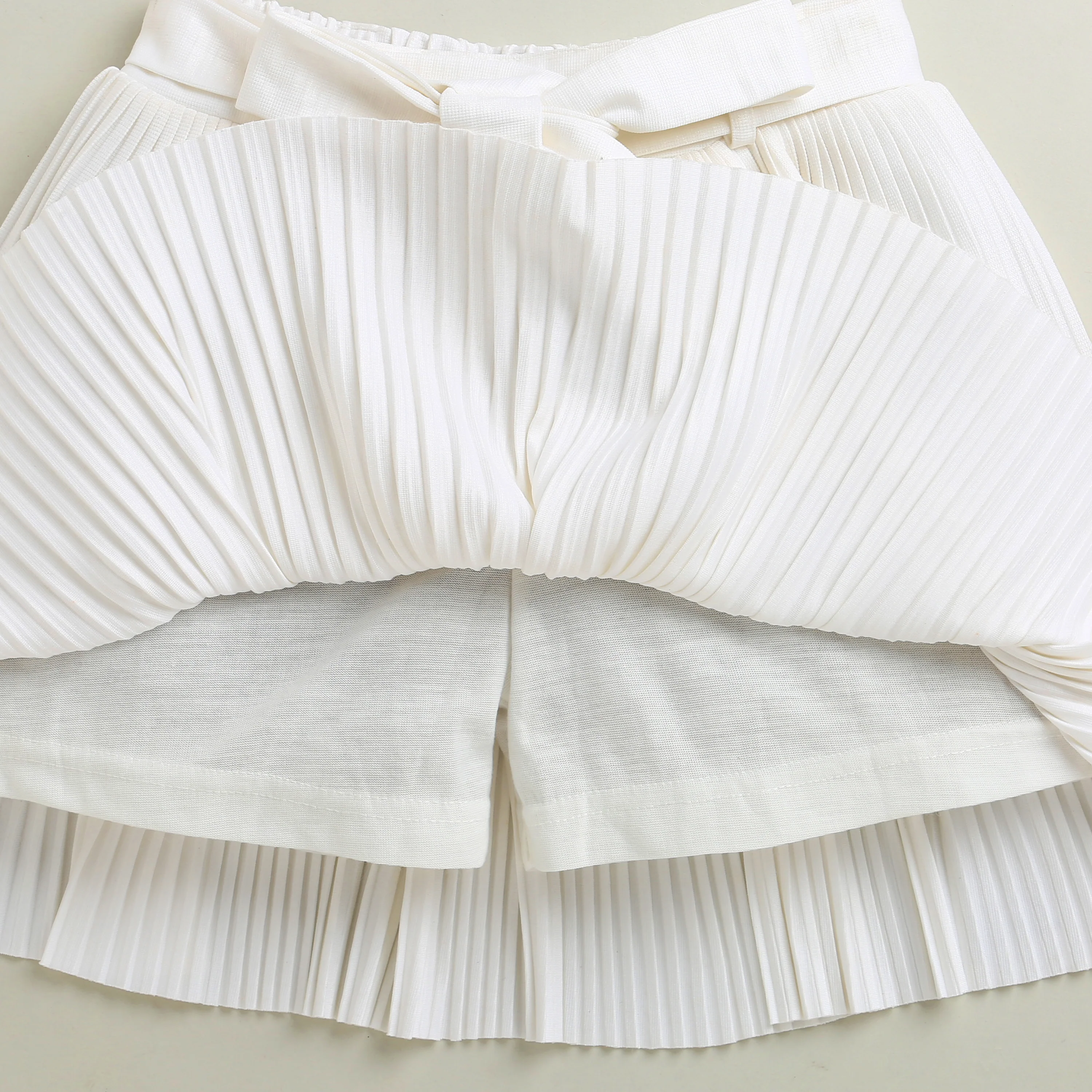White Pleated Skirt with Bow Tie Waist for Girls S902 - Image 8
