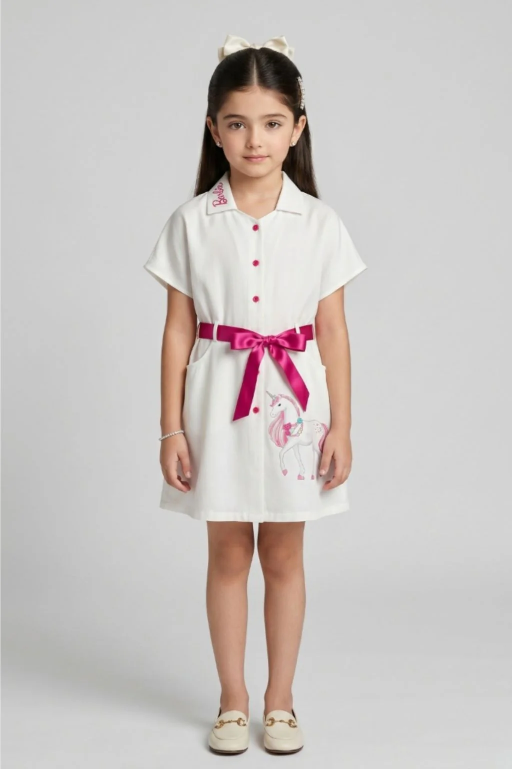 Barbie White Unicorn Shirt Dress BAM1277 - Image 3