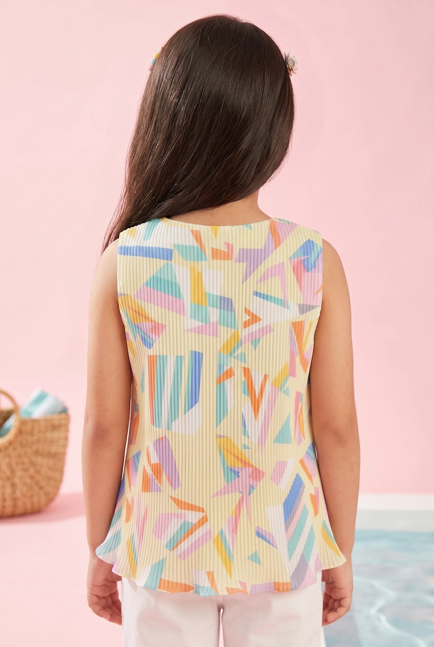 Yellow Abstract Sleeveless Top TG5054 - Image 2