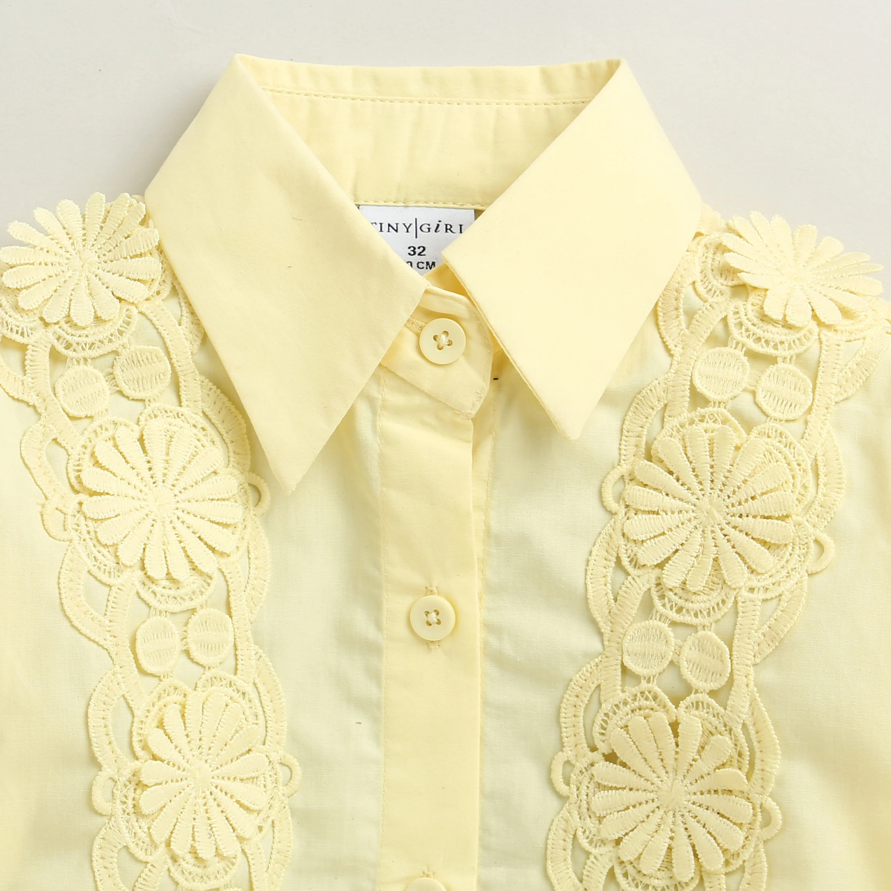 Yellow Floral Lace Panel Shirt TG6500 - Image 7