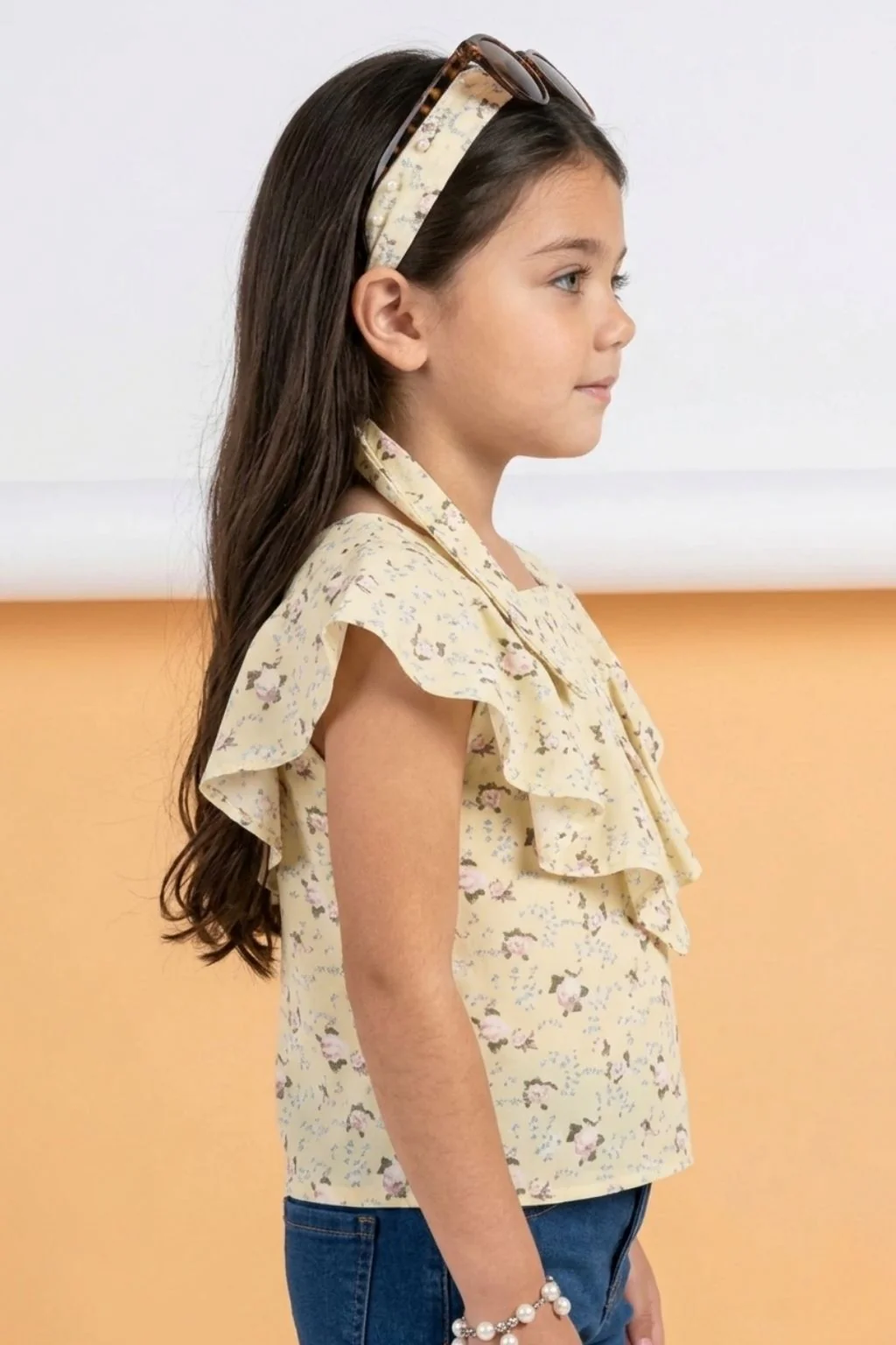 Yellow Floral Ruffle Top TG5022 - Image 4