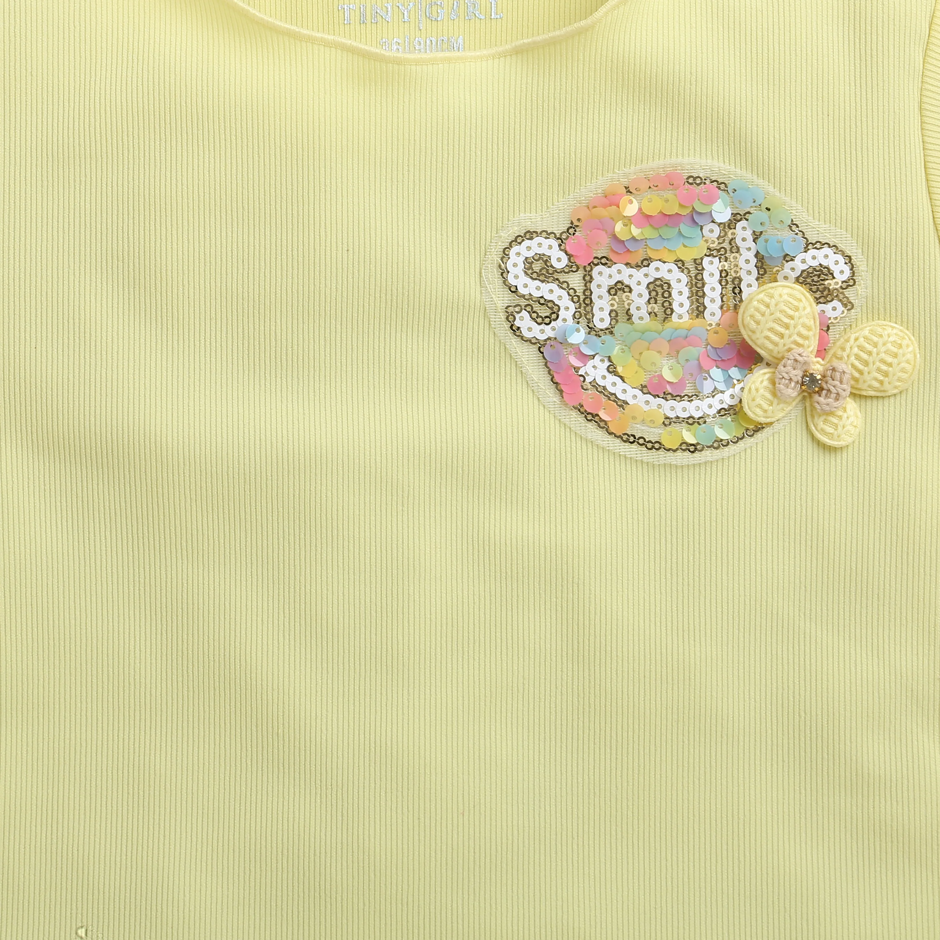 Yellow Ribbed Smile Patch Top TG6133 - Image 8