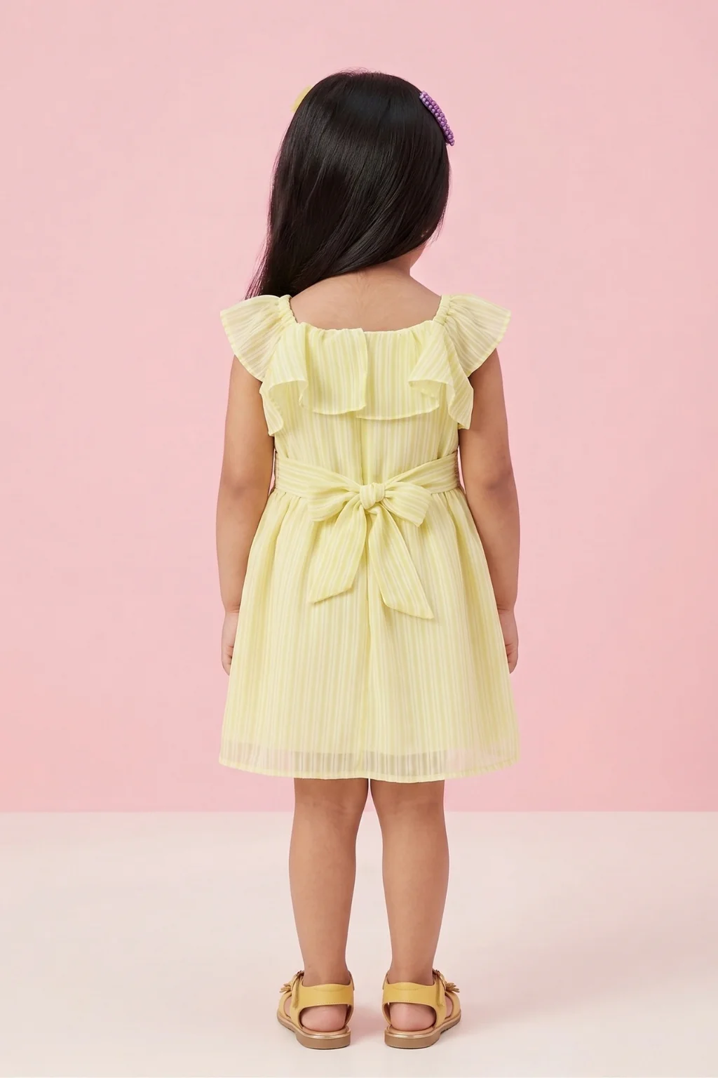 Yellow Ruffle Lightweight Summer Party Dress TSIM004 - Image 2