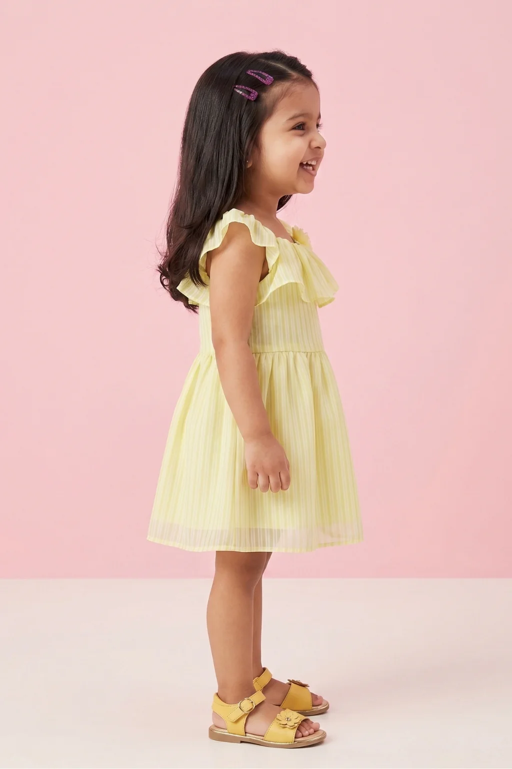 Yellow Ruffle Lightweight Summer Party Dress TSIM004 - Image 4